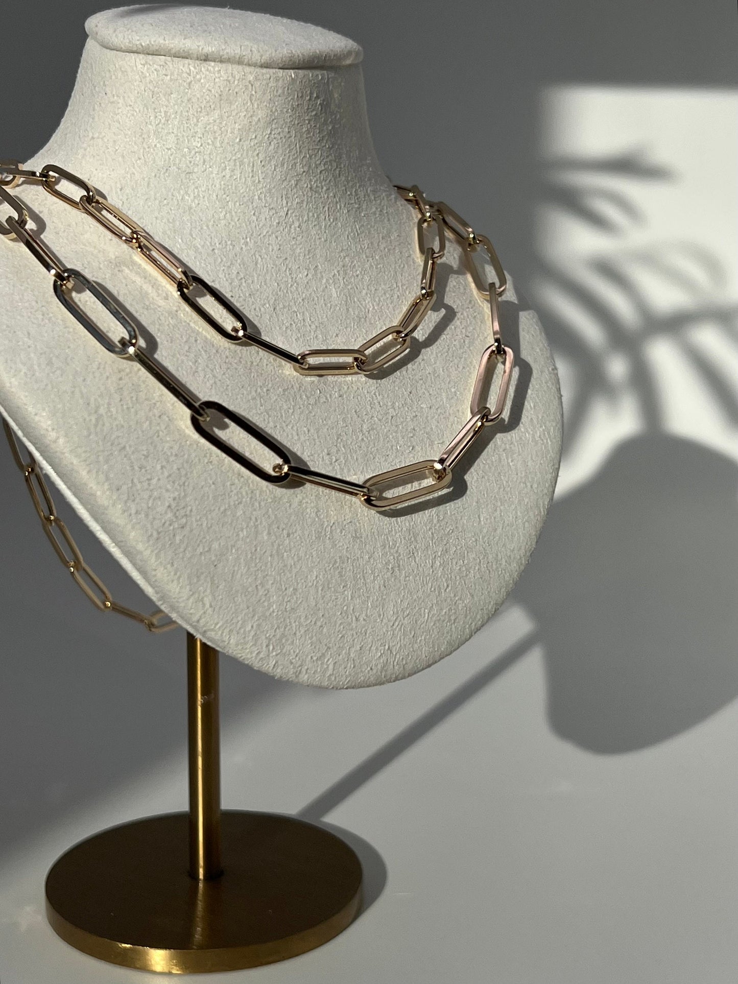 14k Yellow Gold Paperclip Chain Necklace Link 4.6mm-5.8mm Thick, for Women, for Man, Real 14k gold