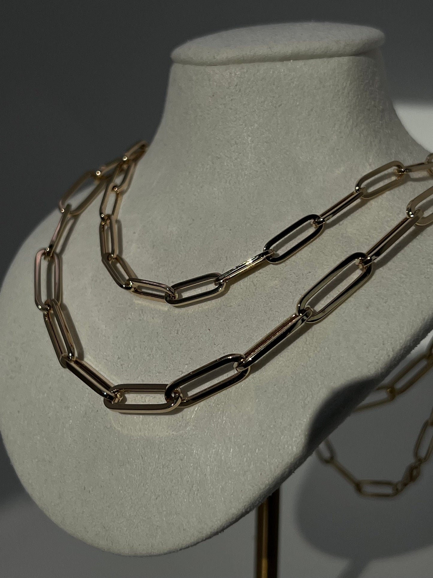 14k Yellow Gold Paperclip Chain Necklace Link 4.6mm-5.8mm Thick, for Women, for Man, Real 14k gold