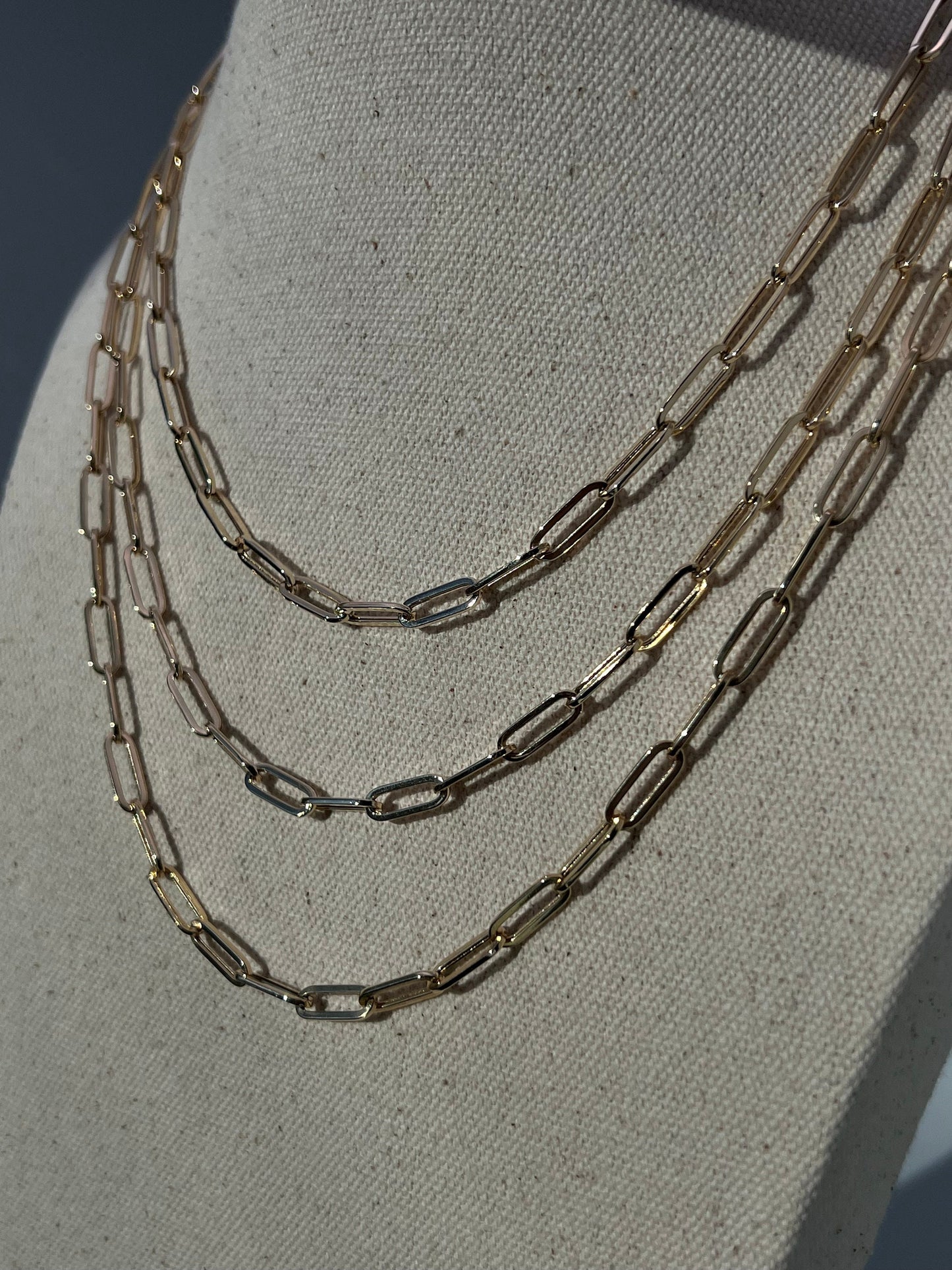 14k Yellow Gold Paperclip Chain Necklace Link 4.6mm-5.8mm Thick, for Women, for Man, Real 14k gold