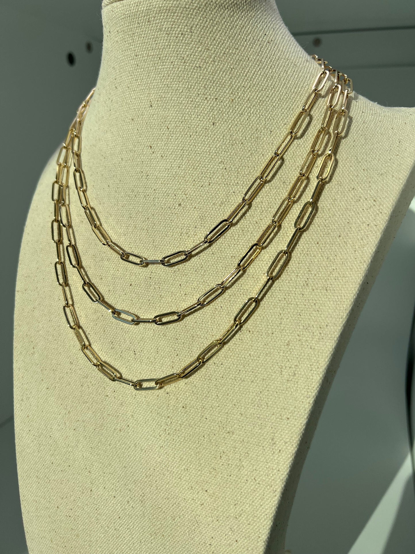14k Yellow Gold Paperclip Chain Necklace Link 4.6mm-5.8mm Thick, for Women, for Man, Real 14k gold