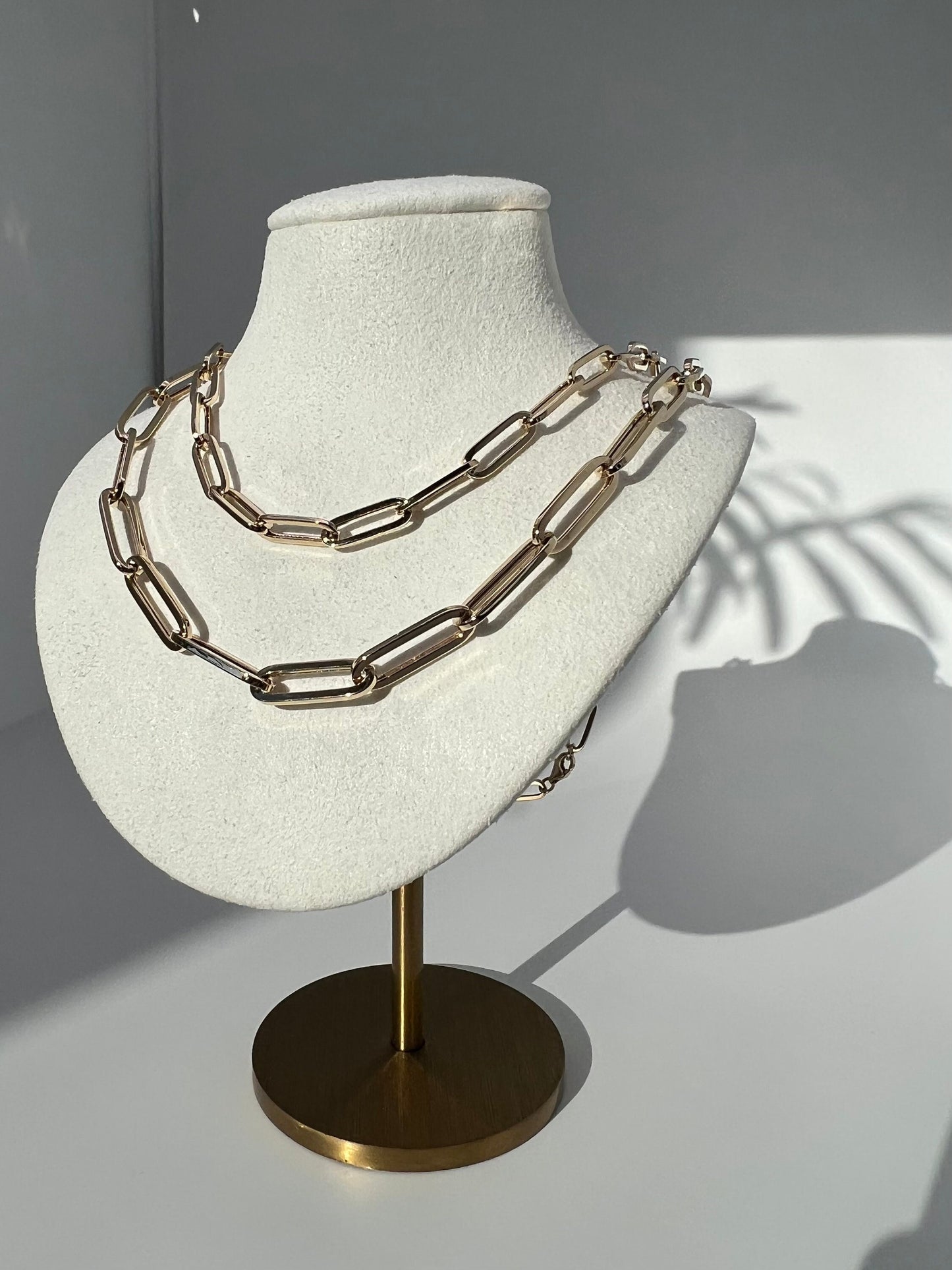 14k Yellow Gold Paperclip Chain Necklace Link 4.6mm-5.8mm Thick, for Women, for Man, Real 14k gold