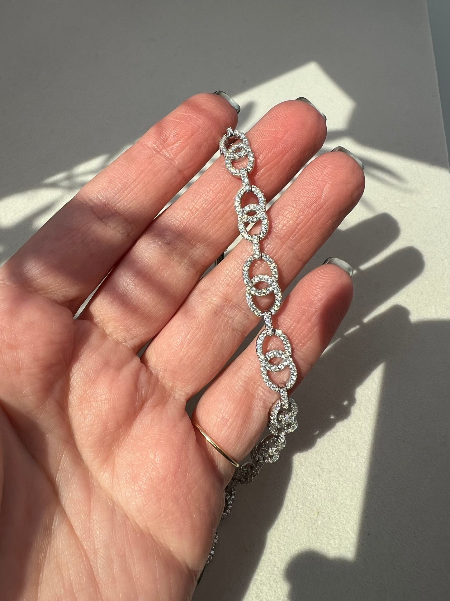 Link Cable Bracelet Round Cut Created Diamond 925 Sterling Silver