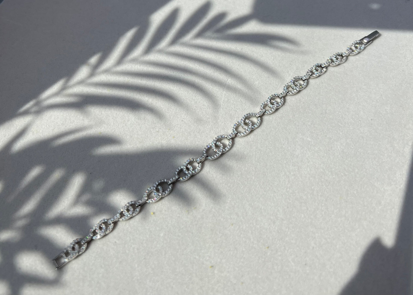 Link Cable Bracelet Round Cut Created Diamond 925 Sterling Silver
