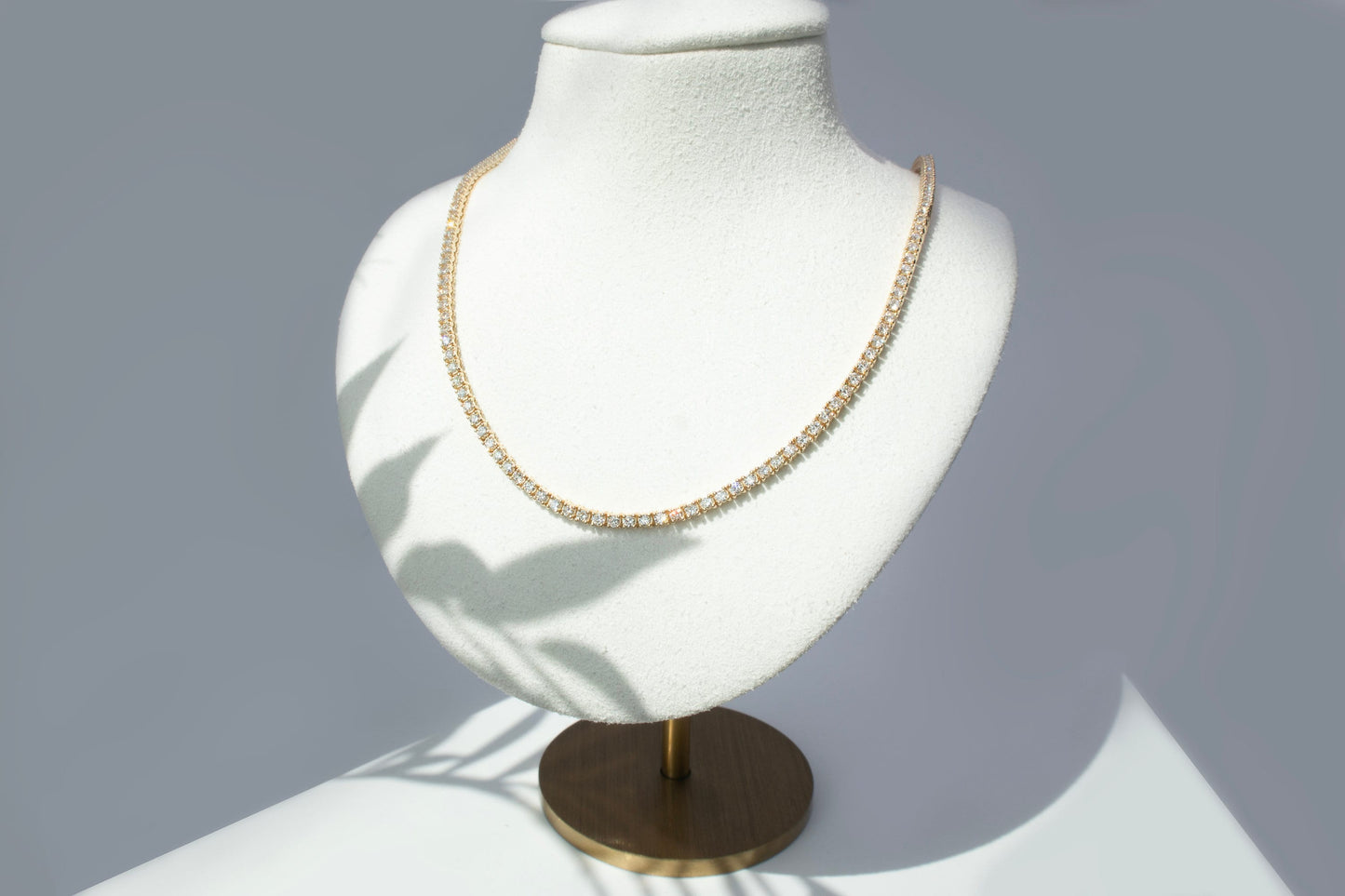 Lab-Grown Diamond 14k gold Tennis Necklace Chain 1.75mm 3.80-4.05TCW Round 14k Yellow/ White Gold, for Women, for Man, Labgrown Diamonds