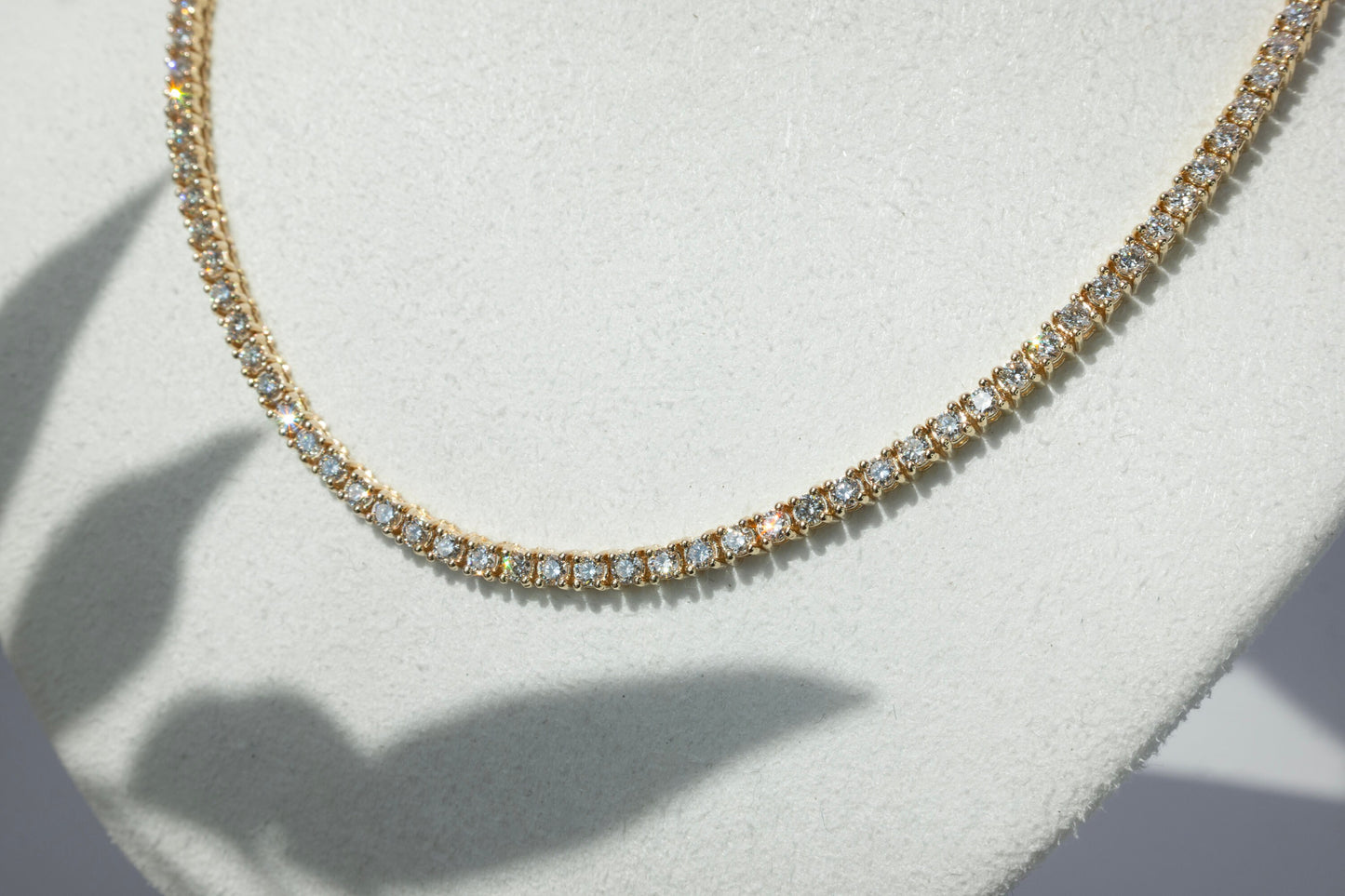 Lab-Grown Diamond 14k gold Tennis Necklace Chain 1.75mm 3.80-4.05TCW Round 14k Yellow/ White Gold, for Women, for Man, Labgrown Diamonds