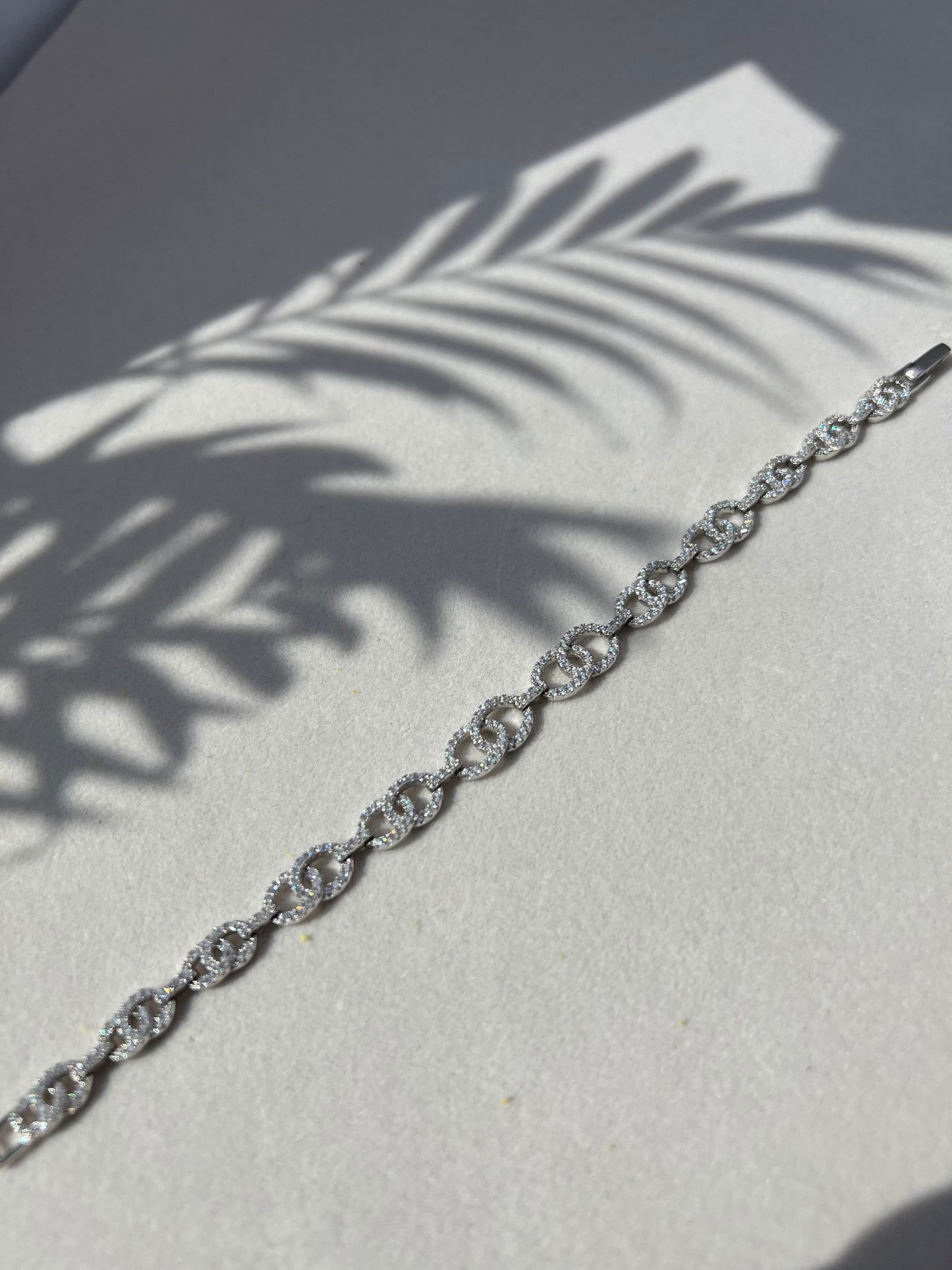 Link Cable Bracelet Round Cut Created Diamond 925 Sterling Silver