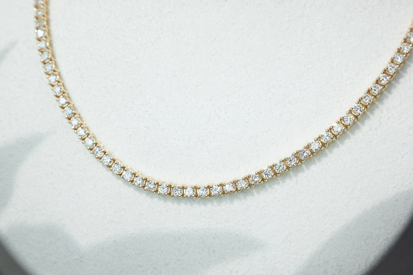 Lab-Grown Diamond 14k gold Tennis Necklace Chain 1.75mm 3.80-4.05TCW Round 14k Yellow/ White Gold, for Women, for Man, Labgrown Diamonds