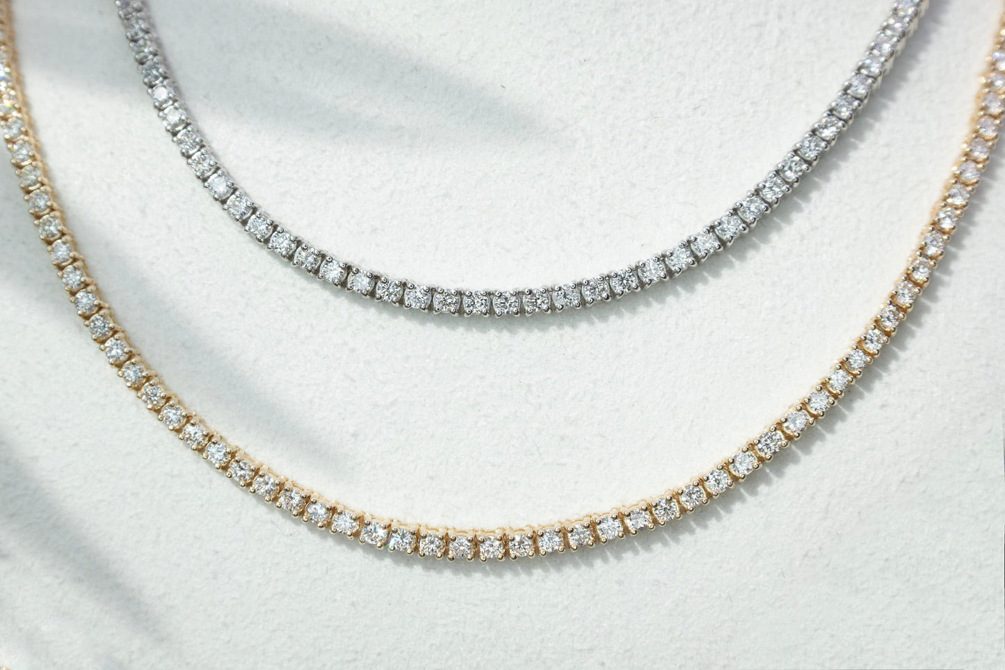 Lab-Grown Diamond 14k gold Tennis Necklace Chain 1.75mm 3.80-4.05TCW Round 14k Yellow/ White Gold, for Women, for Man, Labgrown Diamonds