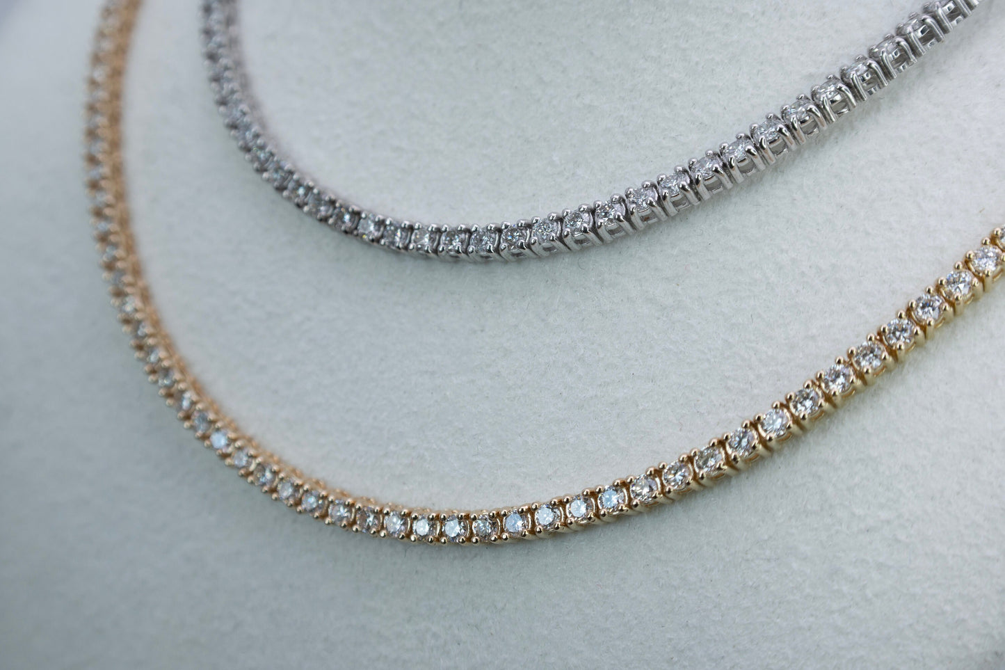 Lab-Grown Diamond 14k gold Tennis Necklace Chain 1.75mm 3.80-4.05TCW Round 14k Yellow/ White Gold, for Women, for Man, Labgrown Diamonds