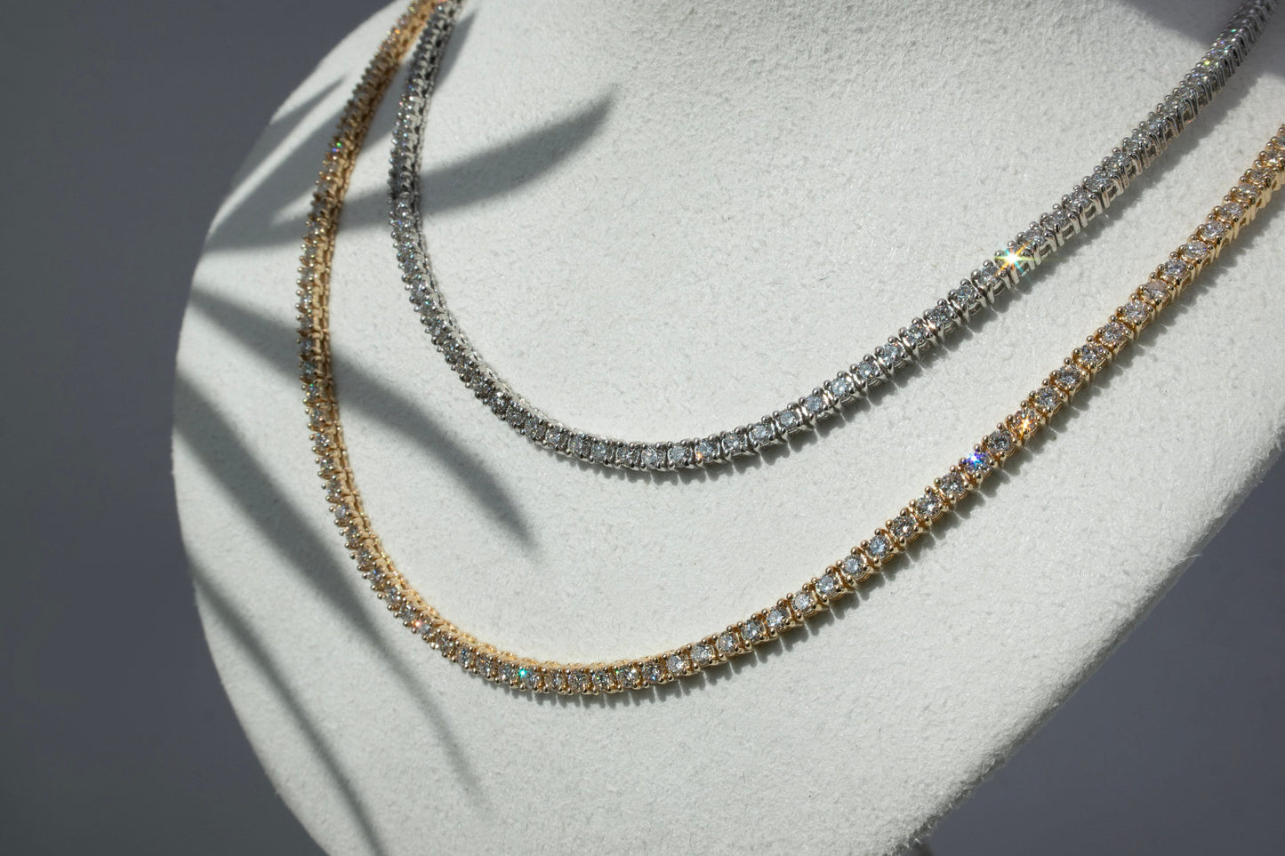 Lab-Grown Diamond 14k gold Tennis Necklace Chain 1.75mm 3.80-4.05TCW Round 14k Yellow/ White Gold, for Women, for Man, Labgrown Diamonds
