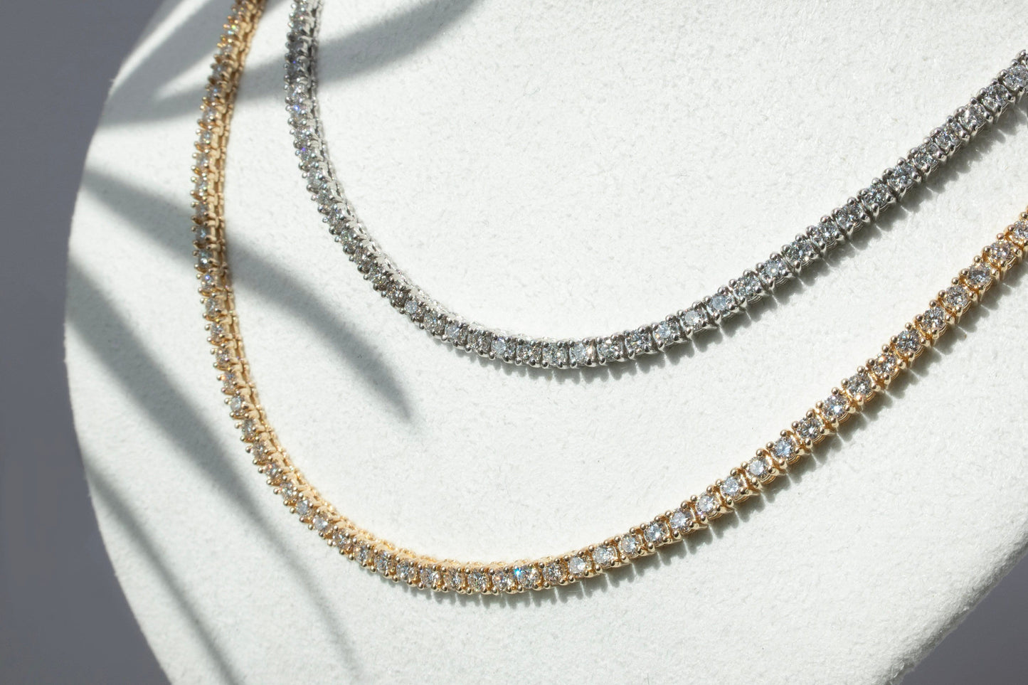 Lab-Grown Diamond 14k gold Tennis Necklace Chain 1.75mm 3.80-4.05TCW Round 14k Yellow/ White Gold, for Women, for Man, Labgrown Diamonds
