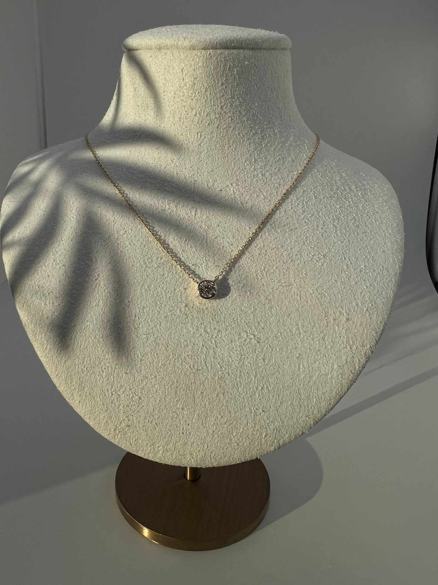 Natural Diamond Necklace Minimalist Solitare Bezel 0.11ct - 0.25ct Brilliant 16" + extension Chain Solid 14k Yellow Gold/14k While Gold, Necklace set, for women