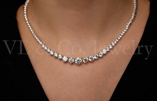 Graduated Tennis Necklace Chain Created Diamond 45.00tcw 925 Solid Sterling Silver, for men, for women, wedding (Copy)