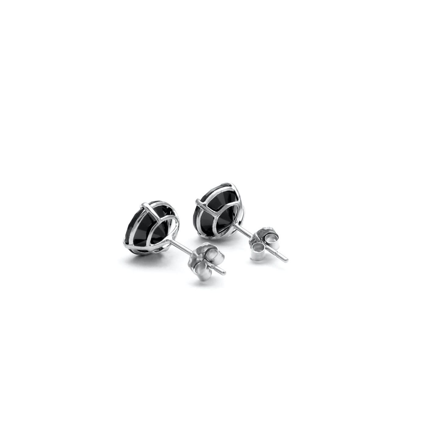 14k Yellow Gold 0.22-4.08 ct.T.W. Black Round-cut Created Diamond Solitaire Earrings, Push-back, for women, for men