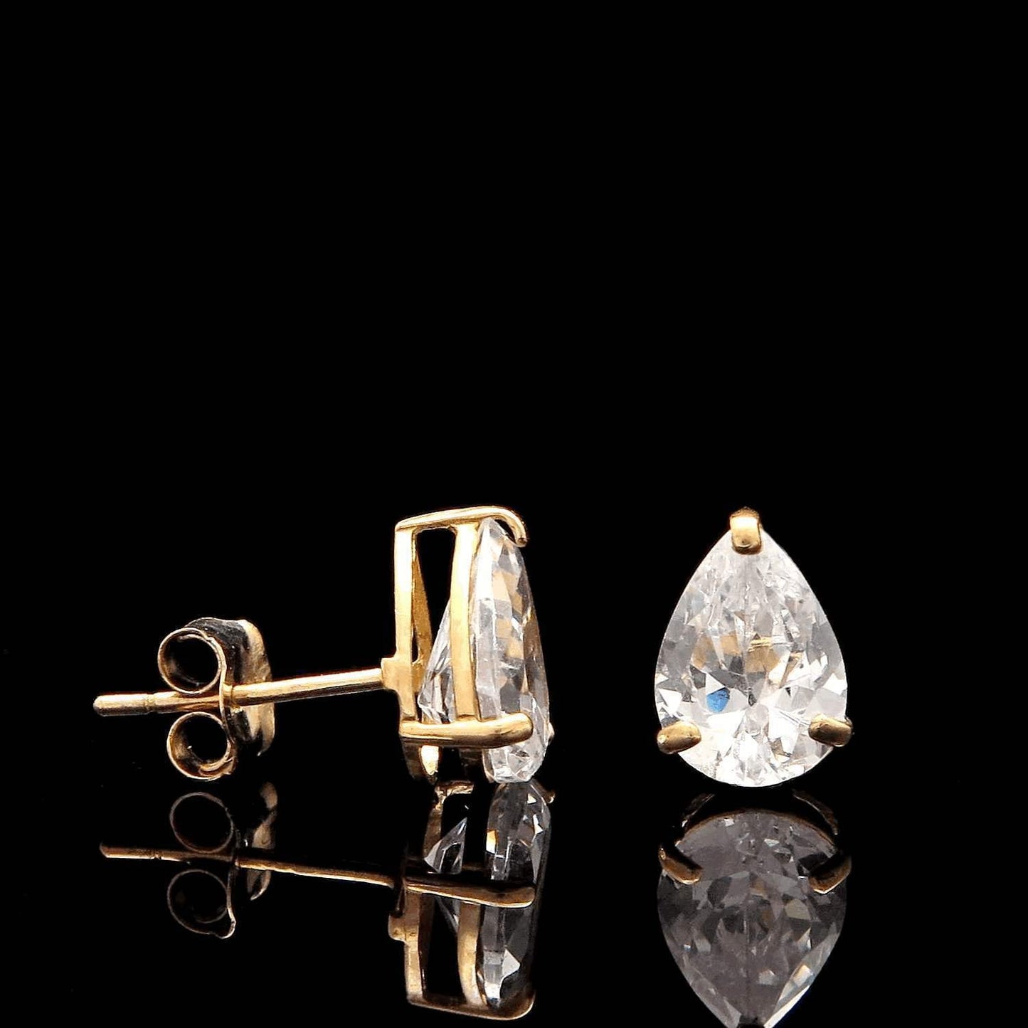 Moissanite Pear cut Diamond 0.50ct-1.50ct Earrings Studs 14K Yellow of White Gold Heavy Basket, for women, for men