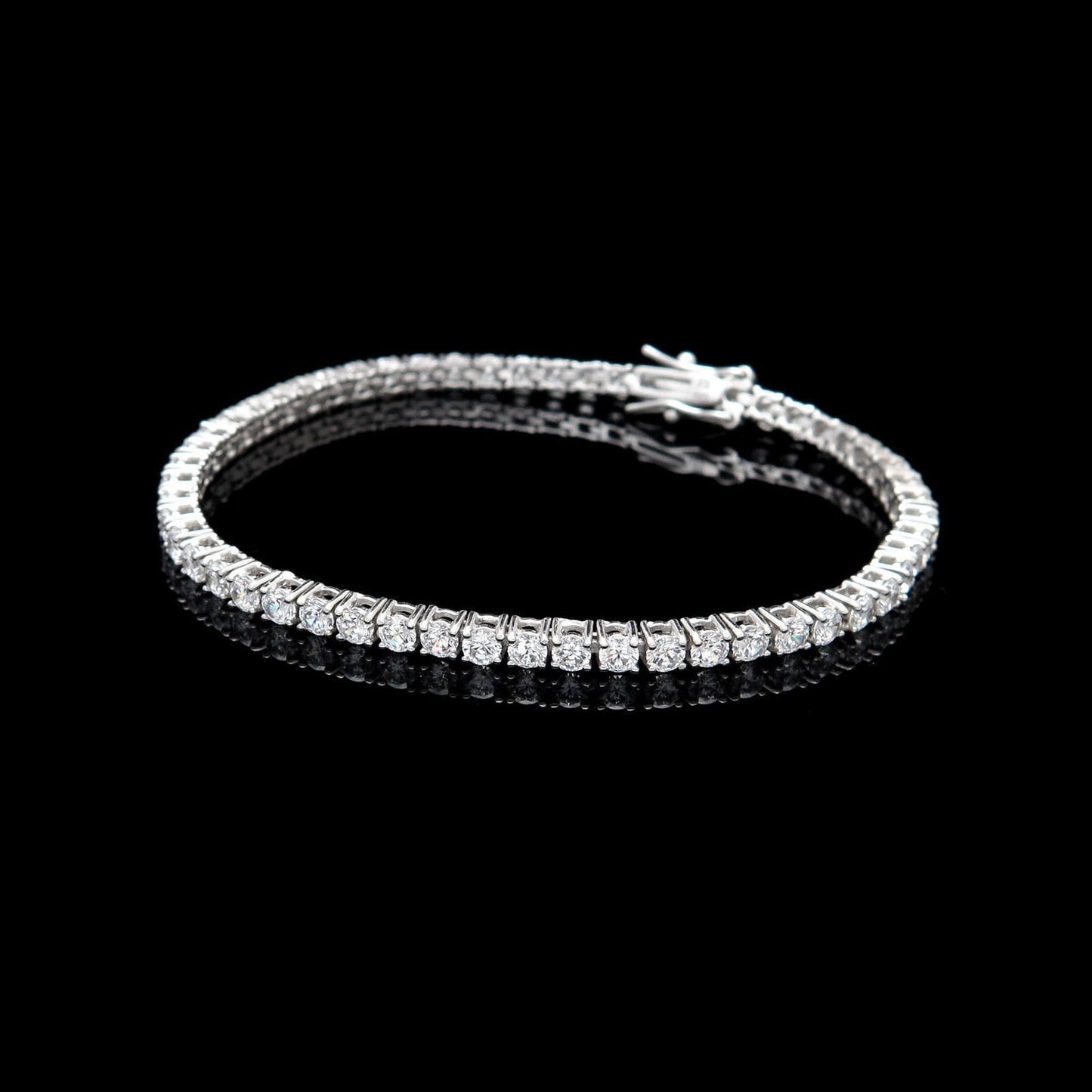 Tennis Bracelet 2.5mm 4.00TCW Round Cut Created Diamond 925 Sterling Silver, wedding, for men, for women