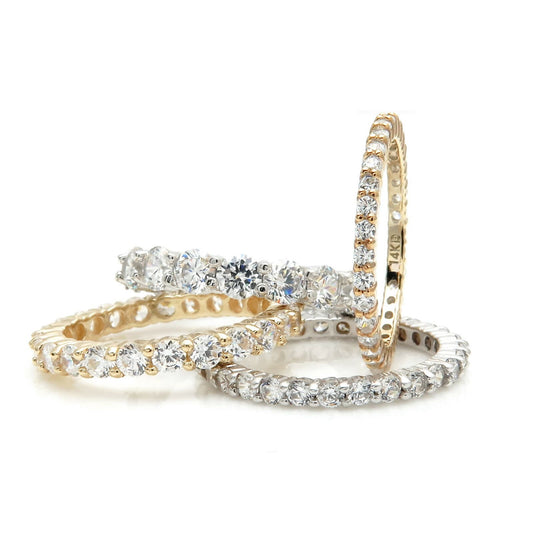 1.00ct-6.00ct Brilliant Created Diamond Full Eternity Ring Solid 925 Sterling Silver/Yellow Gold Tone 925