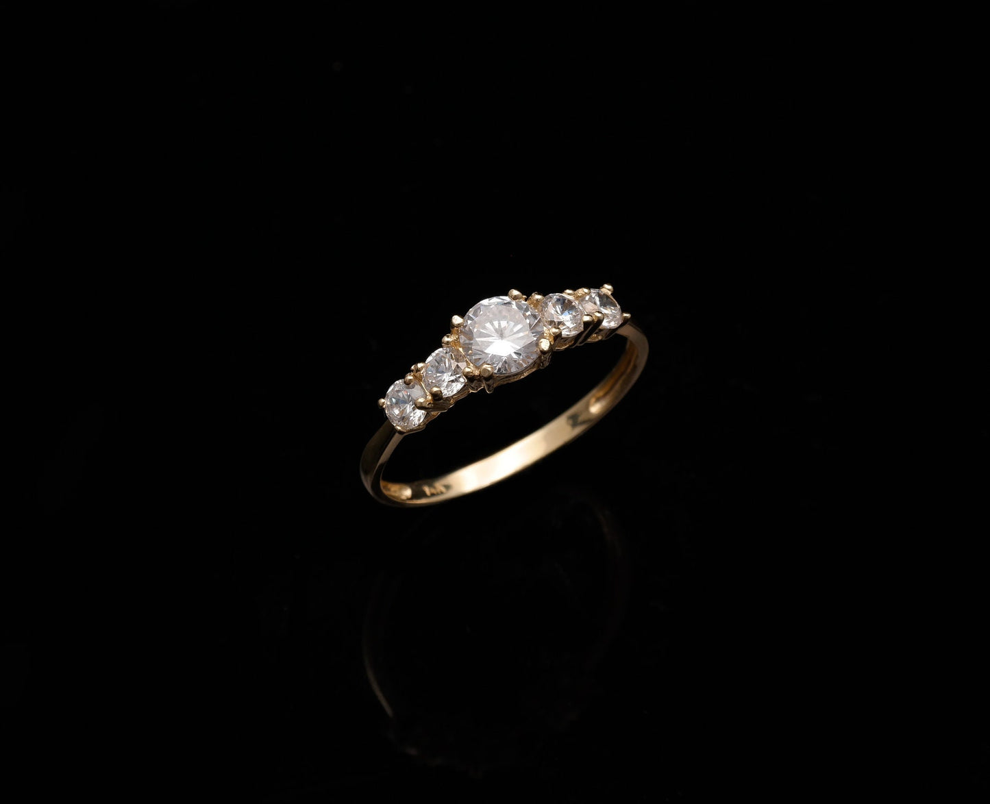 1.00tcw Created Diamond Ring 14K Yellow Gold 5-Stone Band Round Cut VVS1