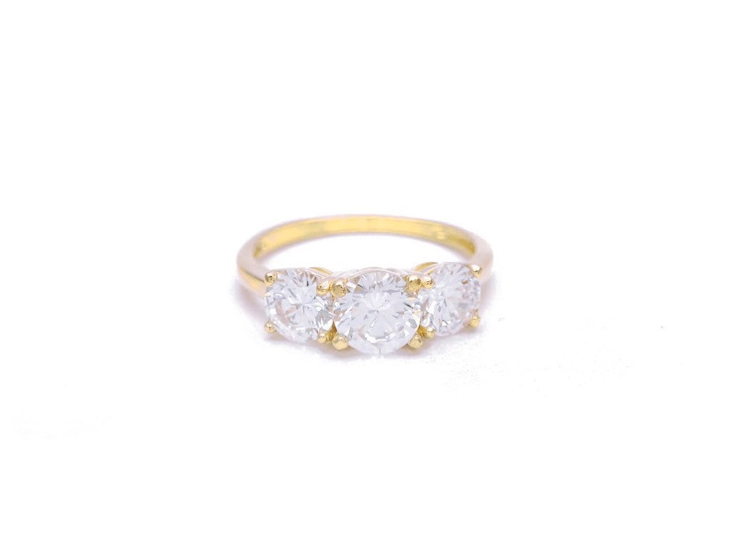 Moissanite Diamond Engagement Ring Three Stone Band 14k Gold 2.00 ct. T.W.