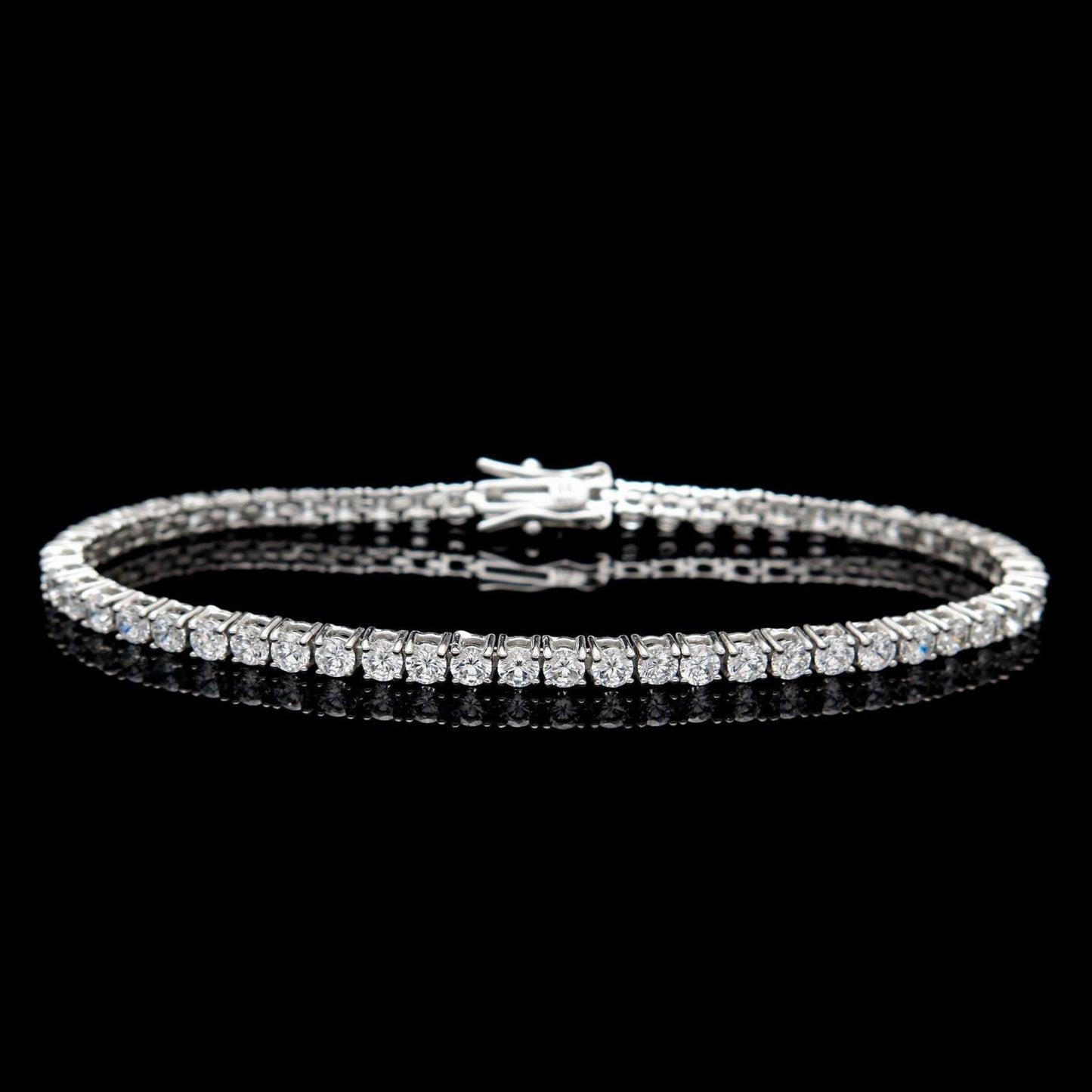 Tennis Bracelet 2.5mm 4.00TCW Round Cut Created Diamond 925 Sterling Silver, wedding, for men, for women