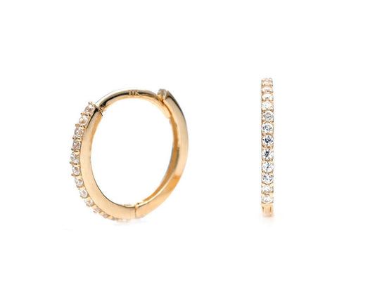 0.15 TCW Created Diamond Huggie Hoop Earrings Solid 14K Yellow, White or Rose Gold or Sterling silver 925 Round VVS1