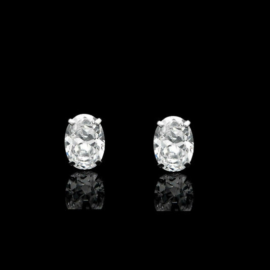 Oval cut Moissanite 0.42-1.52 ct. T.W. Diamond 14k Gold Stud Earrings Solitaire, Push-back for women, for men, gift, minimalist