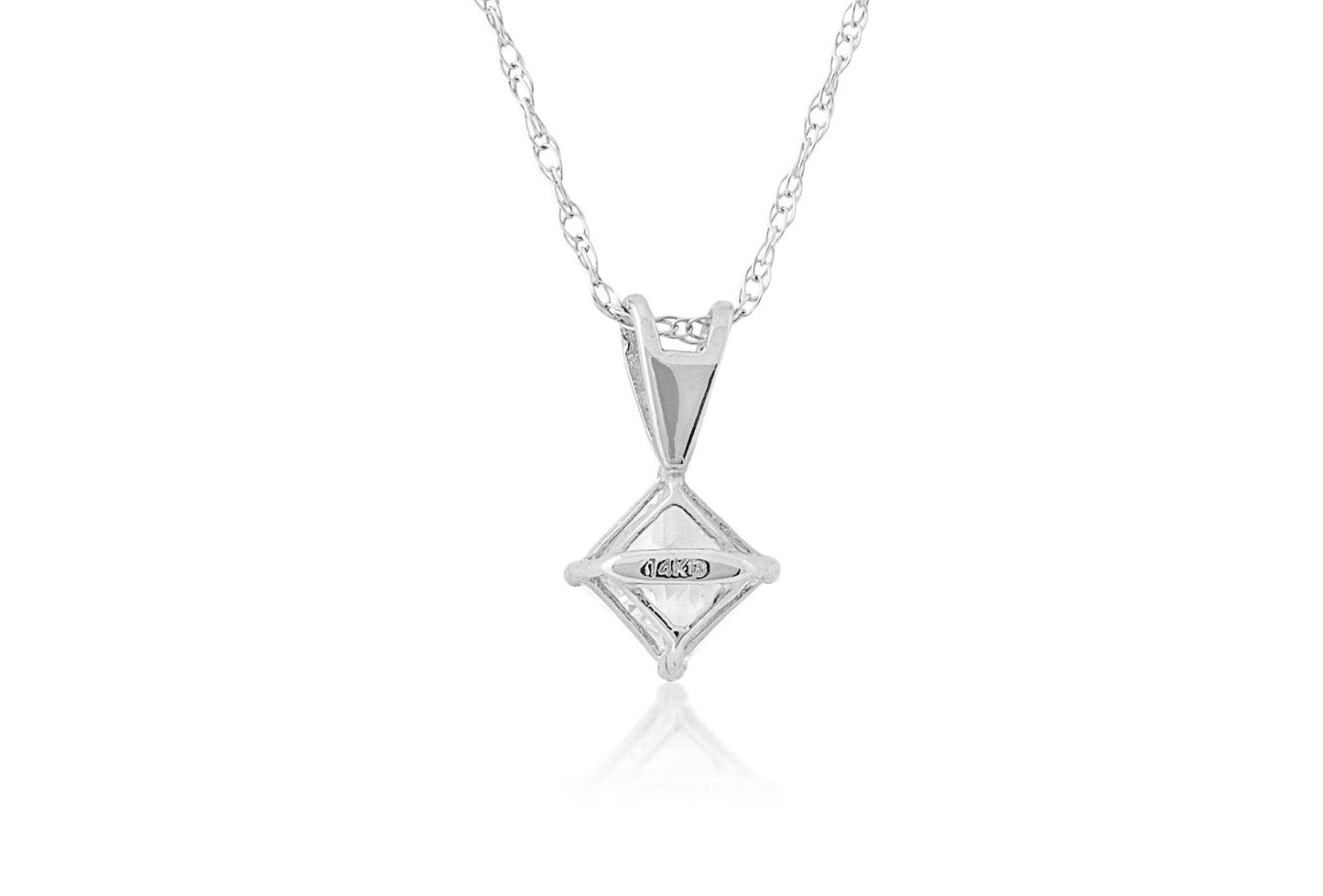 Moissanite Princess Cut Diamond Pendant  0.70-3.00ct  14K Yellow or White Gold Charm