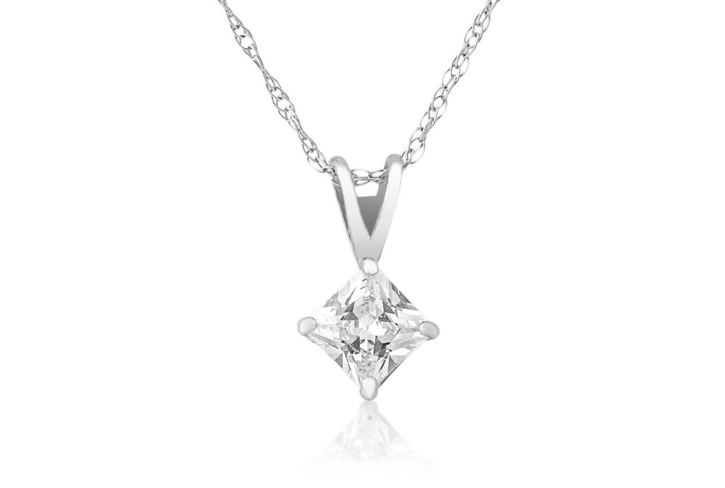 Moissanite Princess Cut Diamond Pendant  0.70-3.00ct  14K Yellow or White Gold Charm