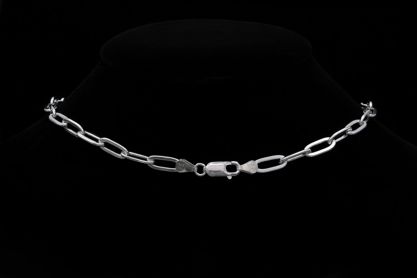 Paperclip Link Chain Anklet Bracelet 2.5mm, 3mm, 4mm, 5.5mm Thick Links Sterling Silver 925 or 14k Yellow gold tone 925