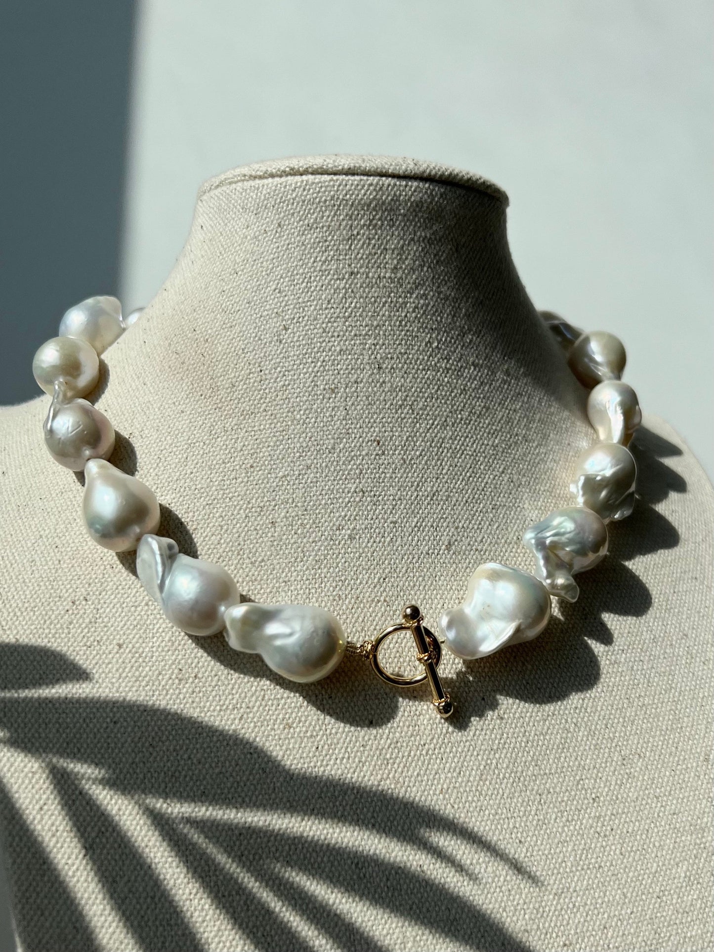 Natural Baroque Pearl Necklace Drop Beaded with 14k gold Fancy Wheel clasp, exclusive, custom necklace, for women, elegant, gift for her Active Restock requests: 0