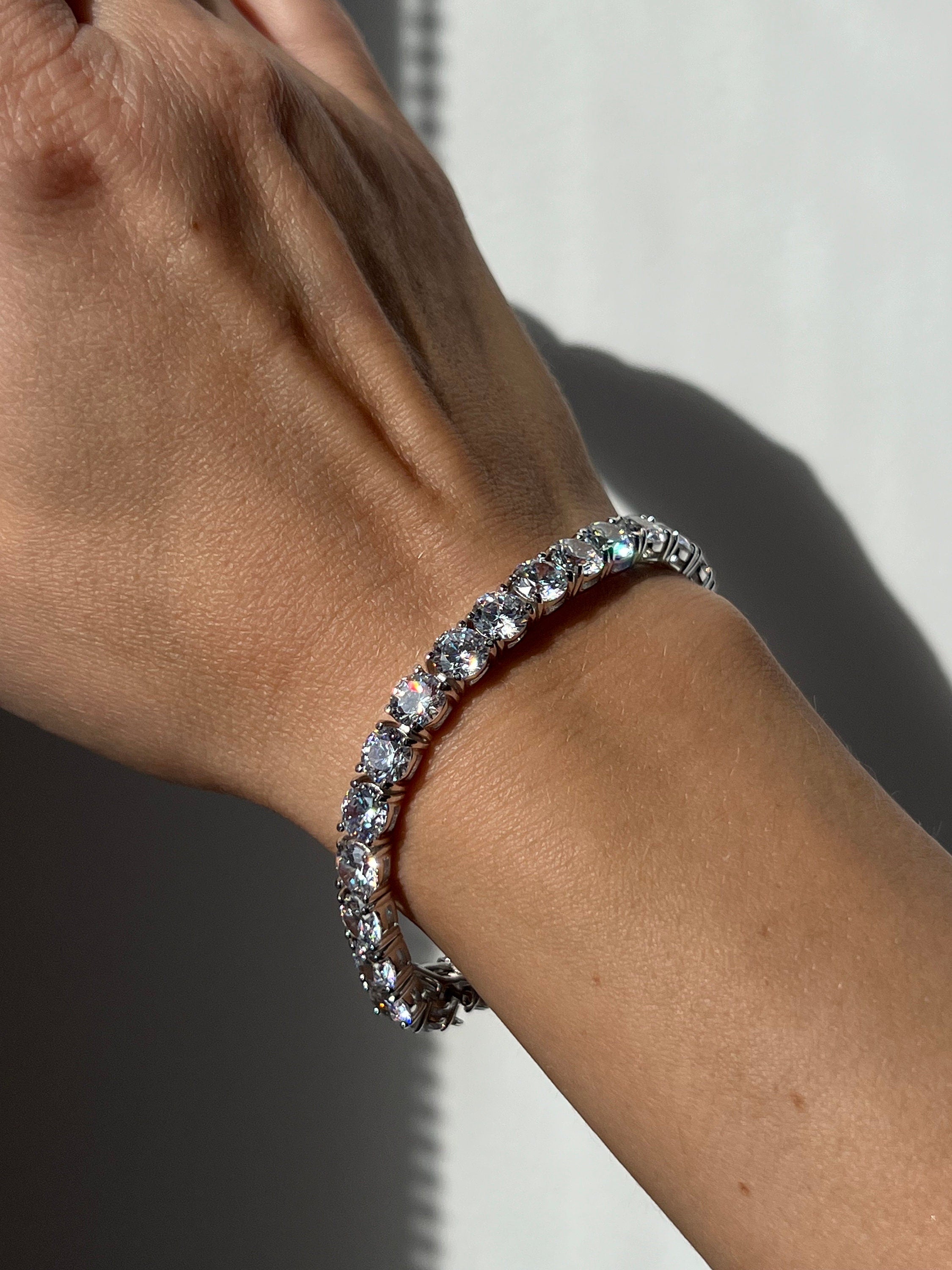 Tennis Bracelet 6mm 24.00TCW Round Cut Created Diamond 925 Sterling Si VL CO JEWELRY
