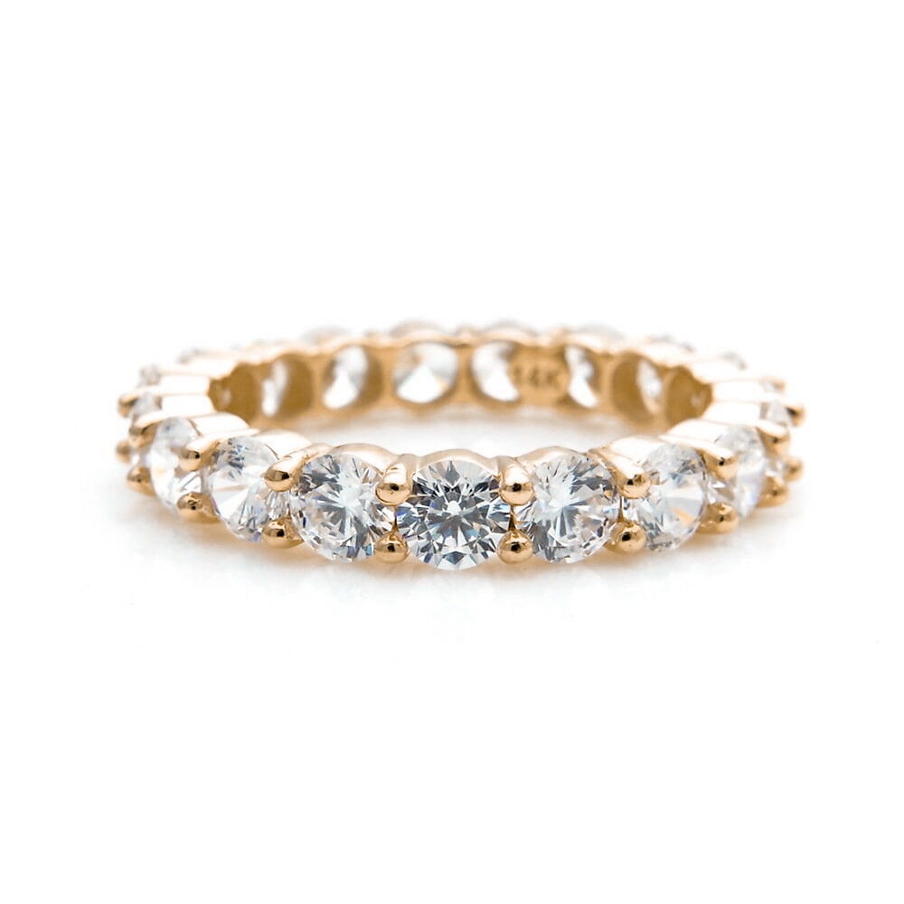 1.00ct-3.50ct Brilliant Created Diamond Full Eternity Ring Solid 14k Rose Gold Wedding Band