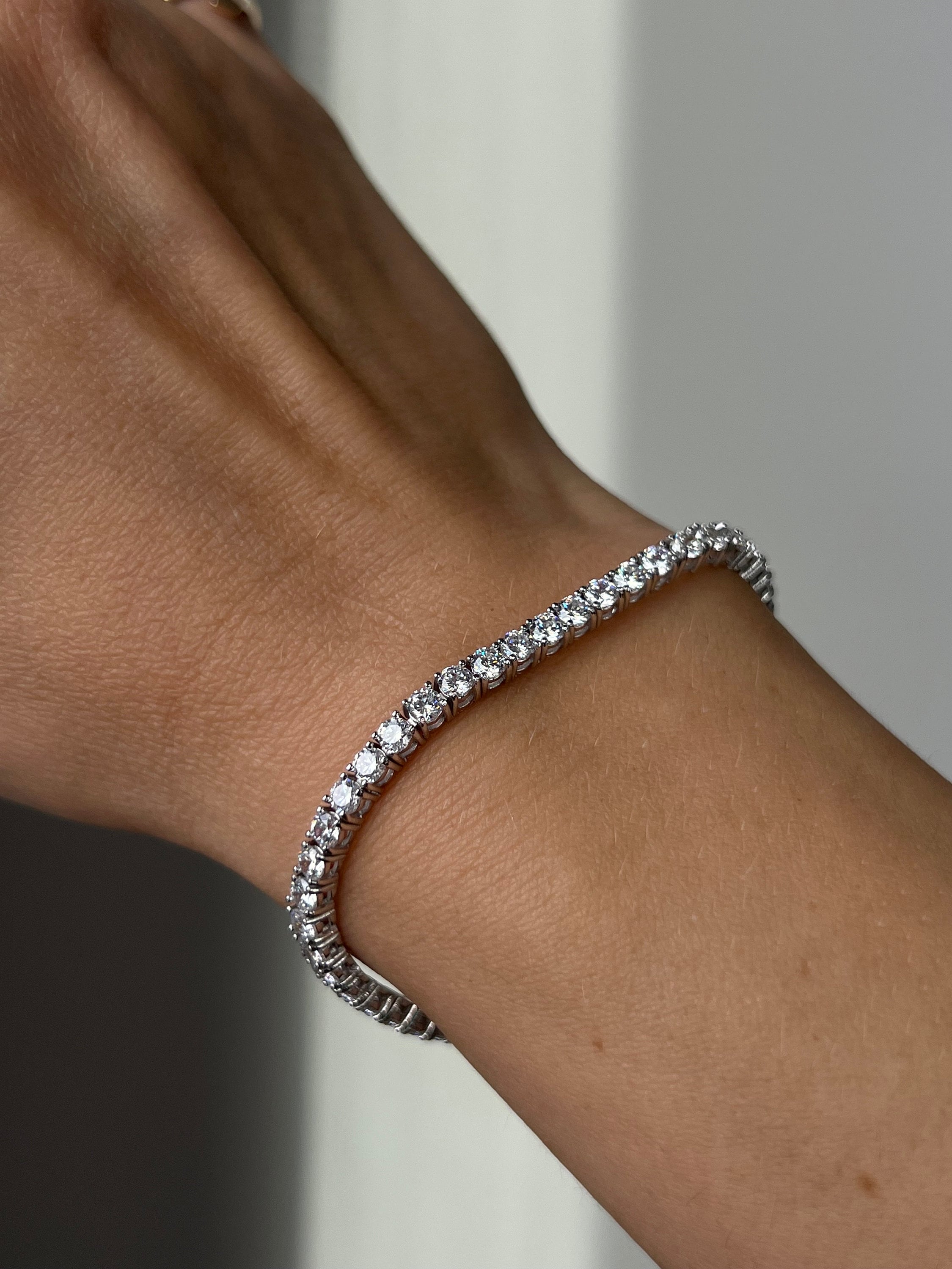 Tennis Bracelet 3mm 6.00TCW Round Cut Created Diamond 925