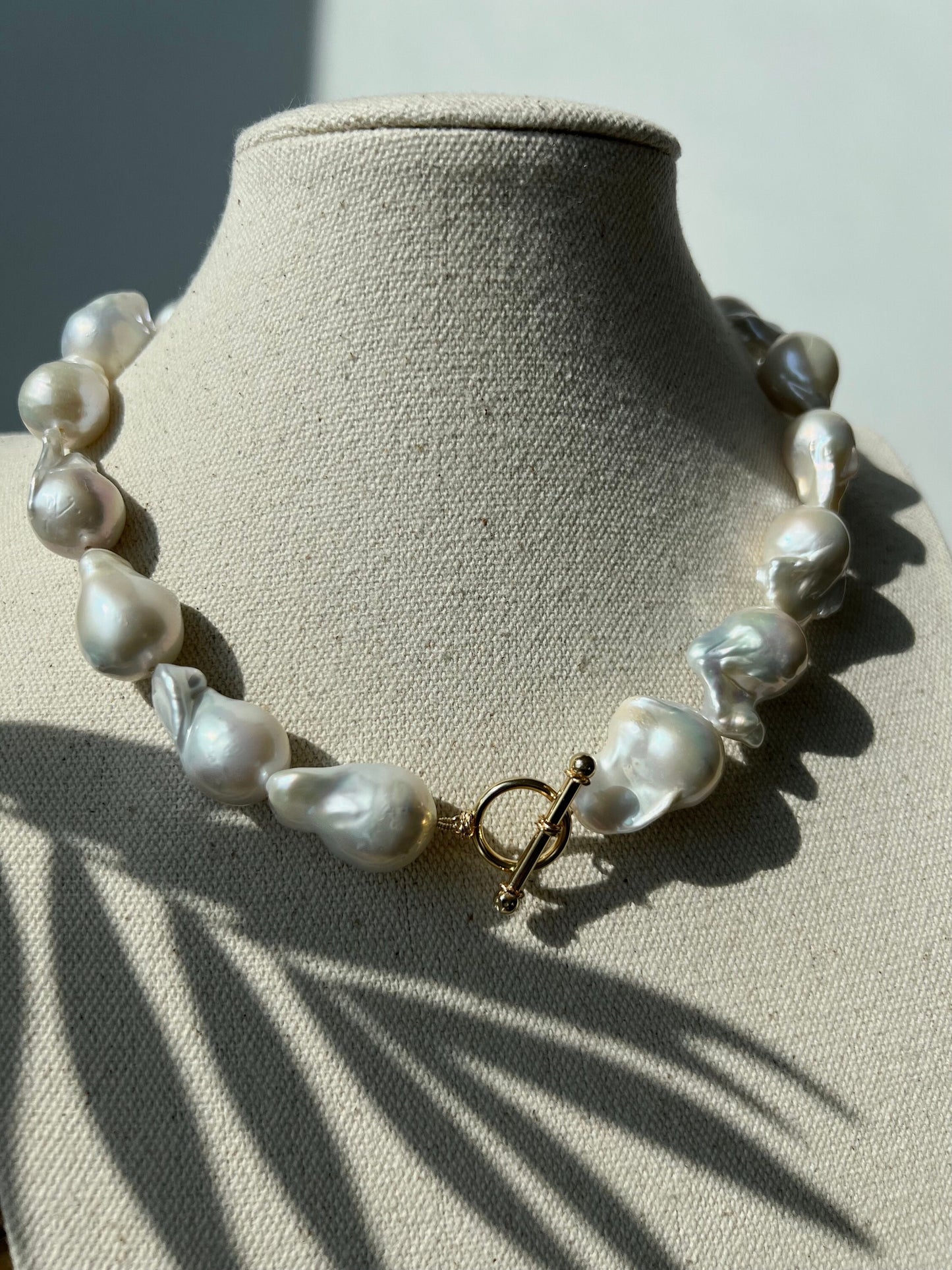 Natural Baroque Pearl Necklace Drop Beaded with 14k gold Fancy Wheel clasp, exclusive, custom necklace, for women, elegant, gift for her Active Restock requests: 0