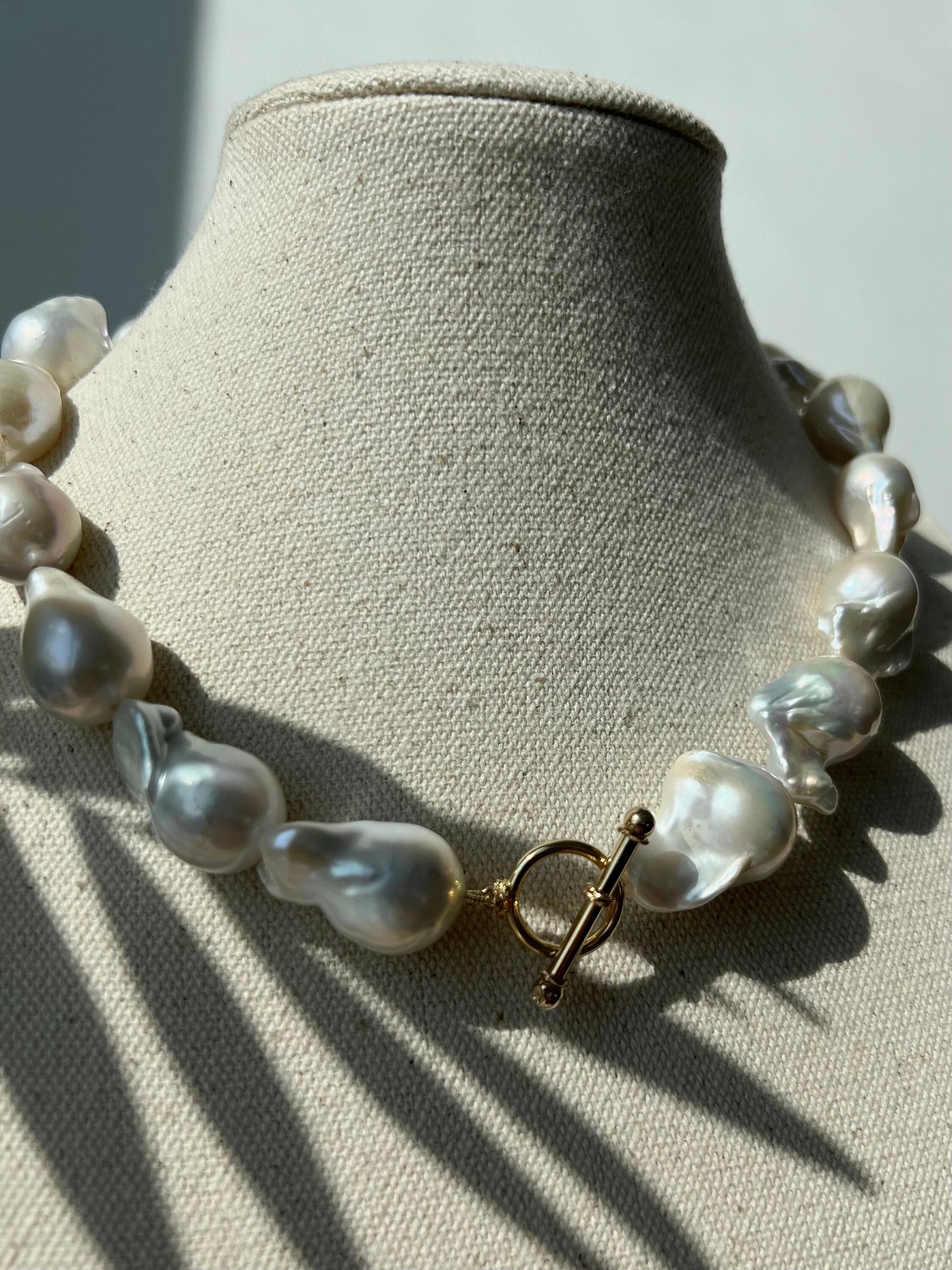 Natural Baroque Pearl Necklace Drop Beaded with 14k gold Fancy Wheel clasp, exclusive, custom necklace, for women, elegant, gift for her Active Restock requests: 0