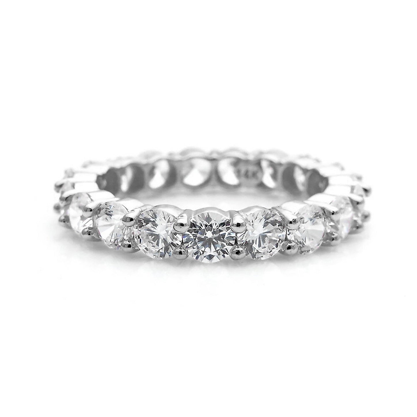 Moissanite Engagement Ring 1.00ct-3.50ct Diamond Brilliant Cut Full Eternity Band Ring Solid 14k White Gold, Wedding Band, annniversary