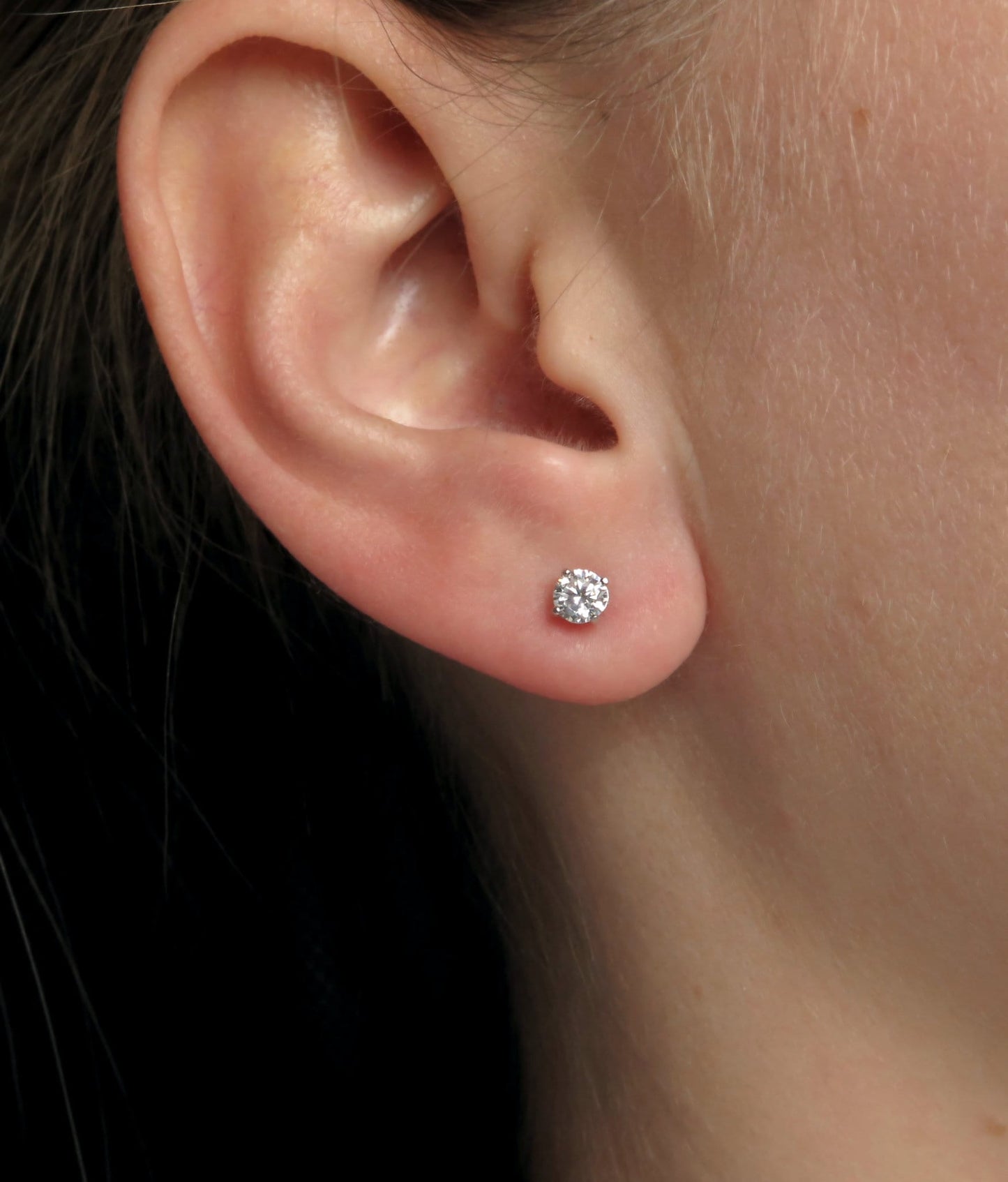 925 Solid Sterling Silver 0.05-14.00 ct. T.W.  Round-cut Created Diamond Solitaire Earrings, Push-back