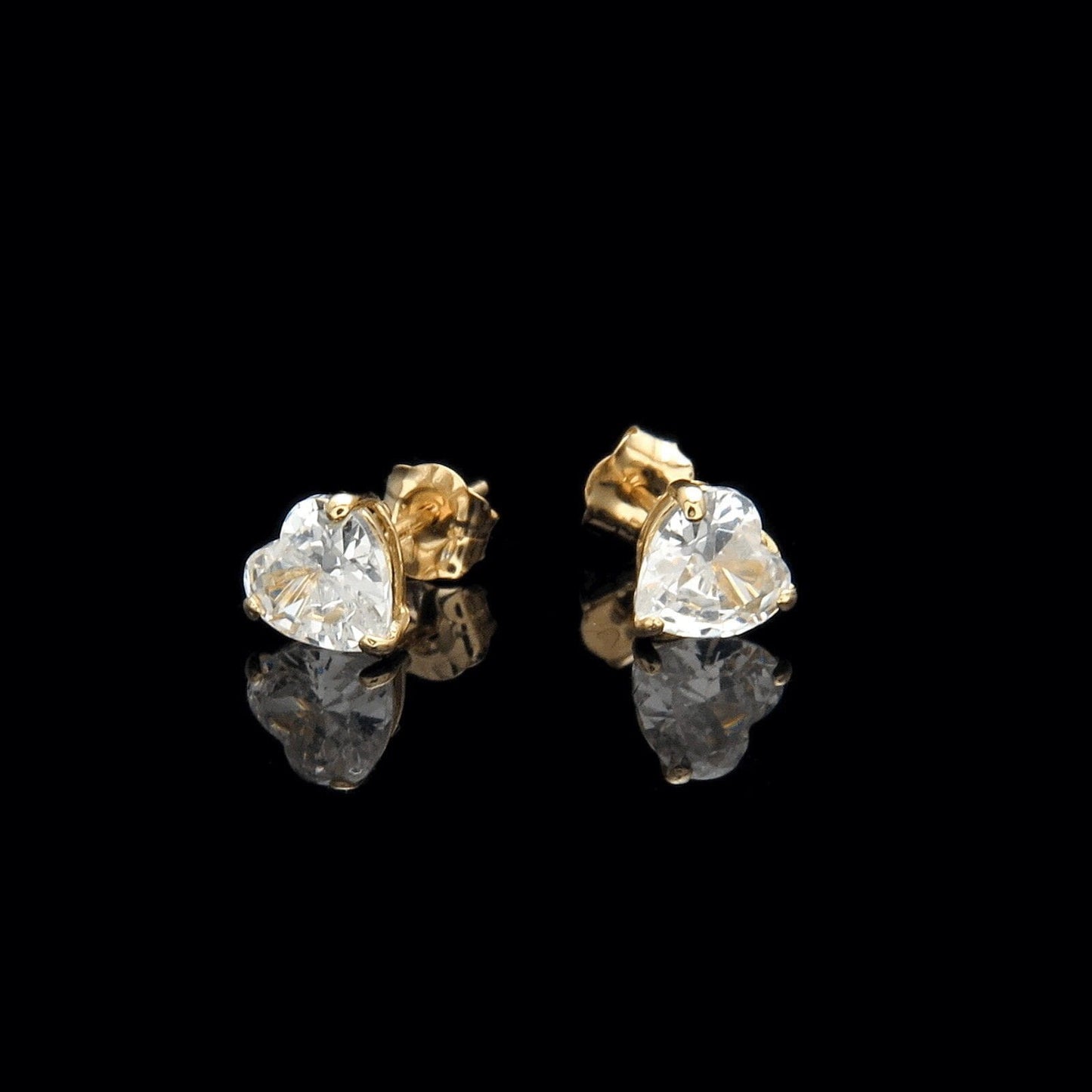 Heart Created Diamond Stud Earrings 0.50ct-1.50 tcw 14K Solid Yellow or White Gold Solitaire Basket Studs, Push back