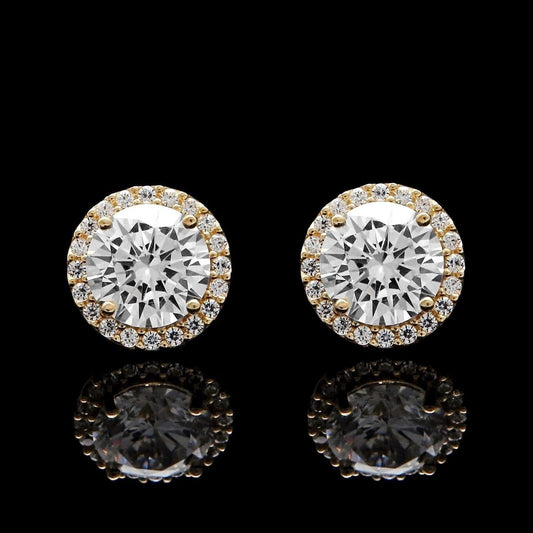 1.50CT Meghan Royal Wedding Brilliant Created Diamond Gemstone Halo Stud Earrings 14k Yellow/White Gold Round Cut