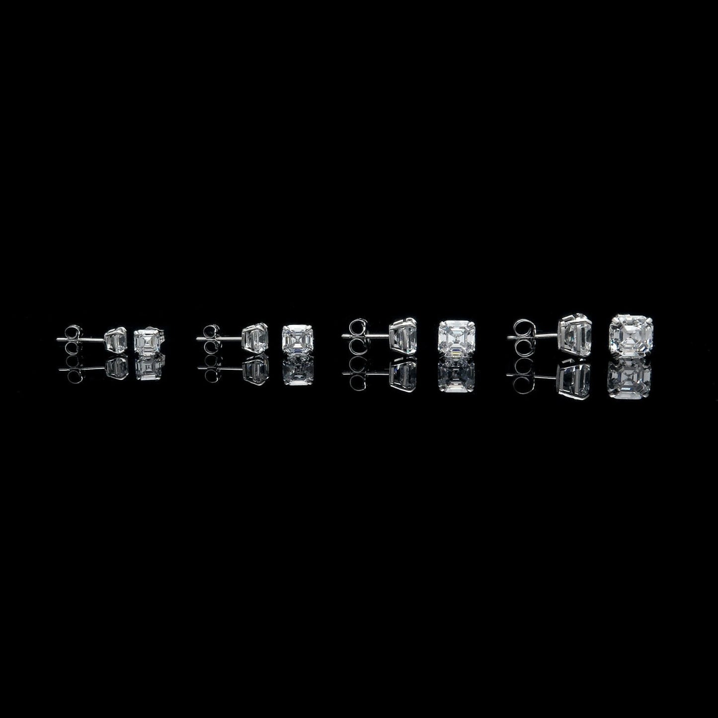 Moissanite Asscher Cut Diamond 1.42 -6.00 ct. T.W. 14k Gold Stud Earrings Solitaire, Push-back