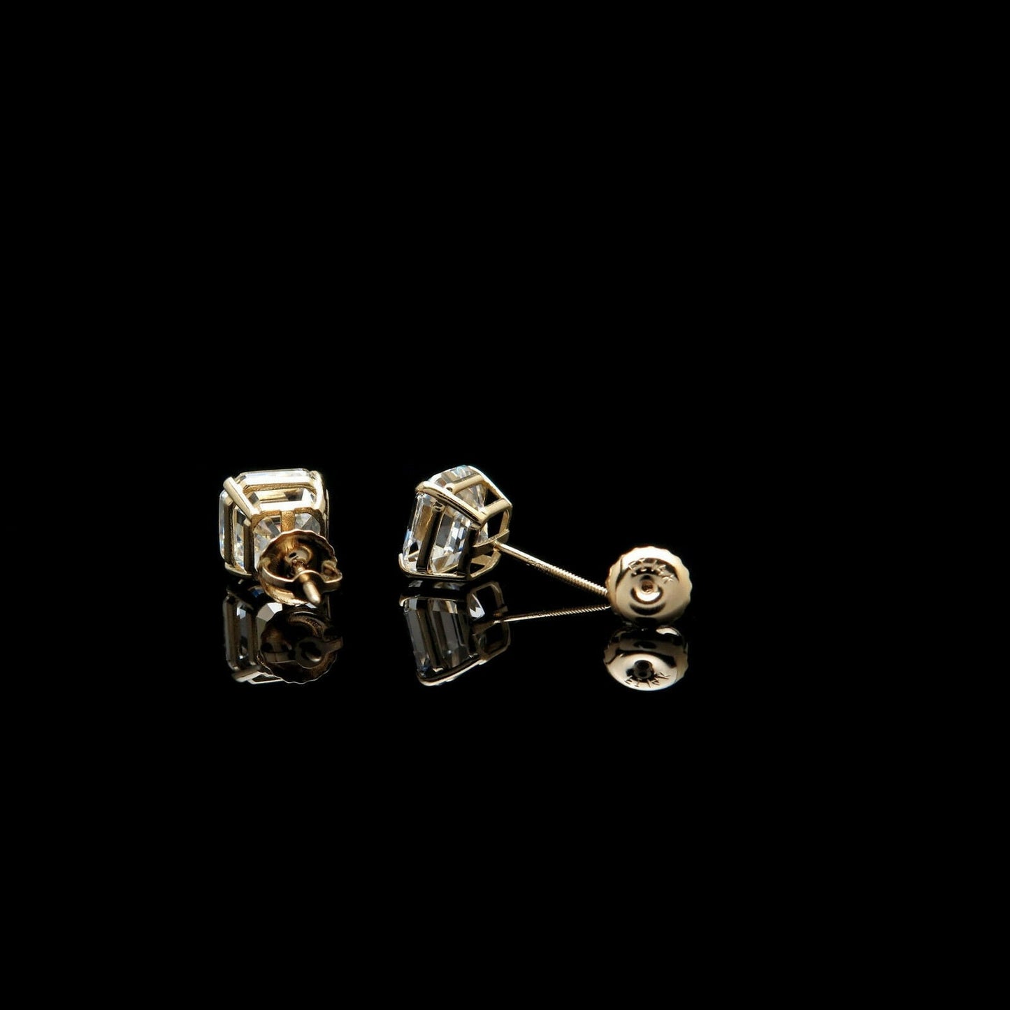 Moissanite Asscher Cut Diamond 1.42 -6.00 ct. T.W. 14k Gold Stud Earrings Solitaire, Screw-back