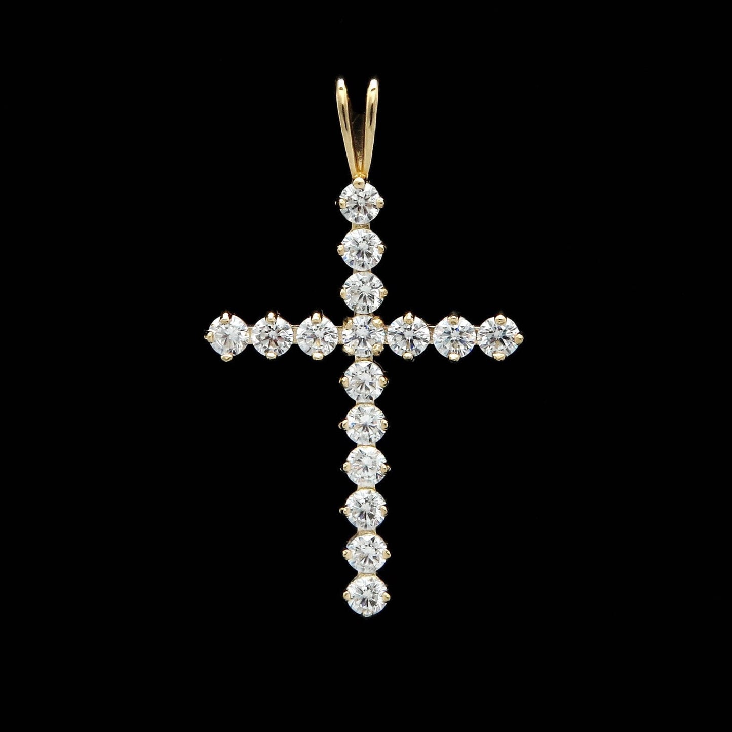 0.80CT Round Cut Created Diamond Cross Pendant 14K Yellow Gold Charm Brilliant VVS1