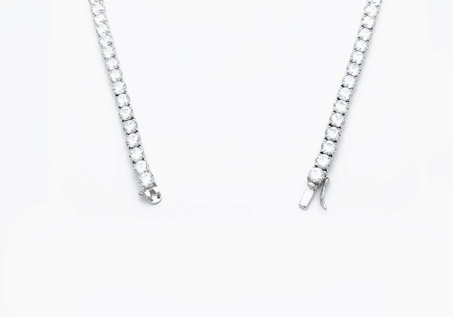 Tennis Necklace 5mm 36.00-67.00TCW Round Created Diamond 925 Solid Sterling Silver Chain