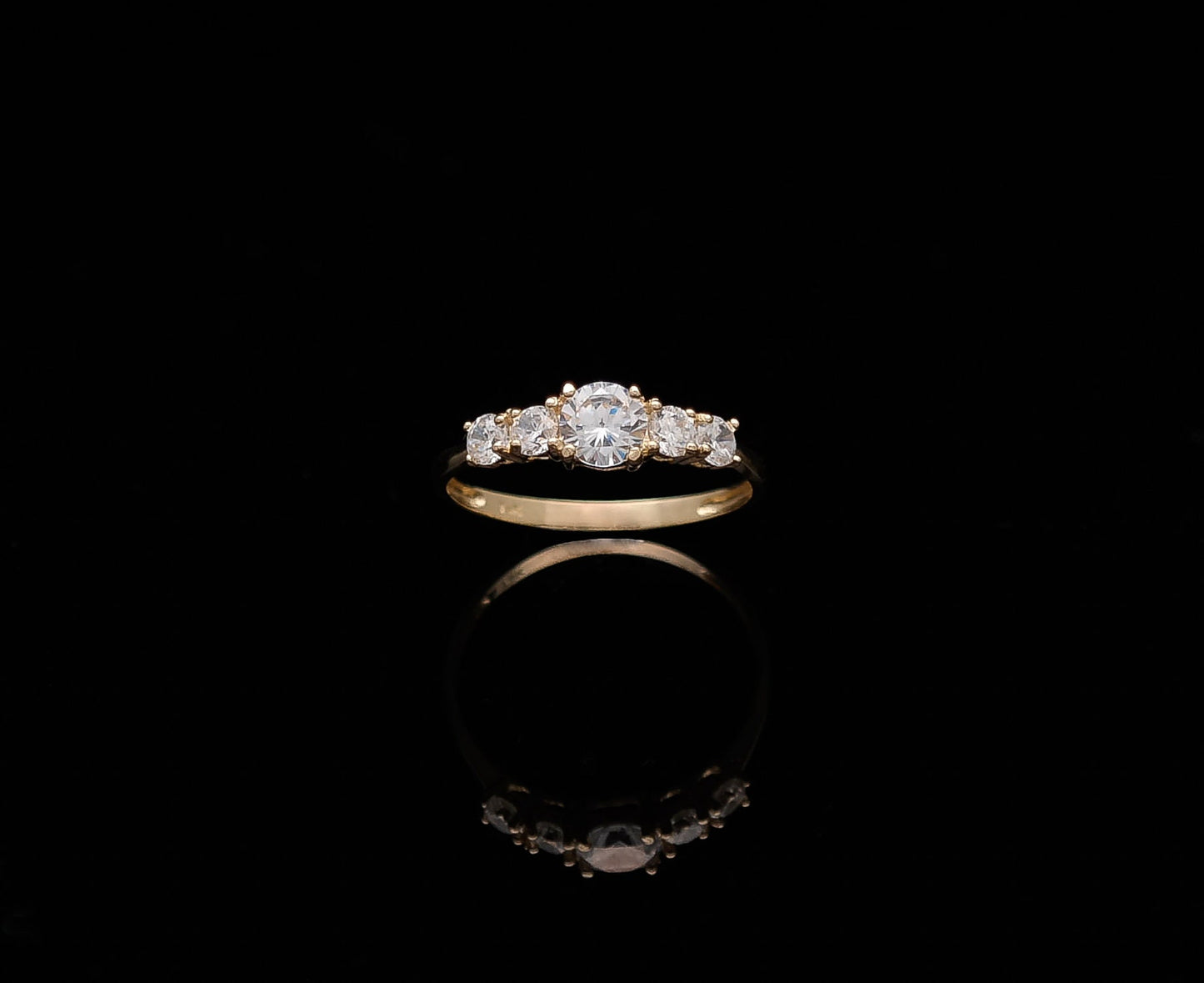 1.00tcw Created Diamond Ring 14K Yellow Gold 5-Stone Band Round Cut VVS1