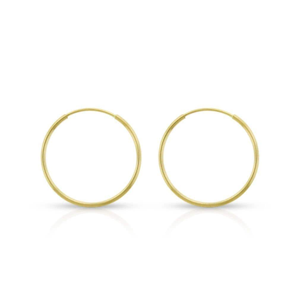 14K Real Gold Earrings Round Hoops Ladie's Hoop Earrings 0.4mm (10mm-21mm)