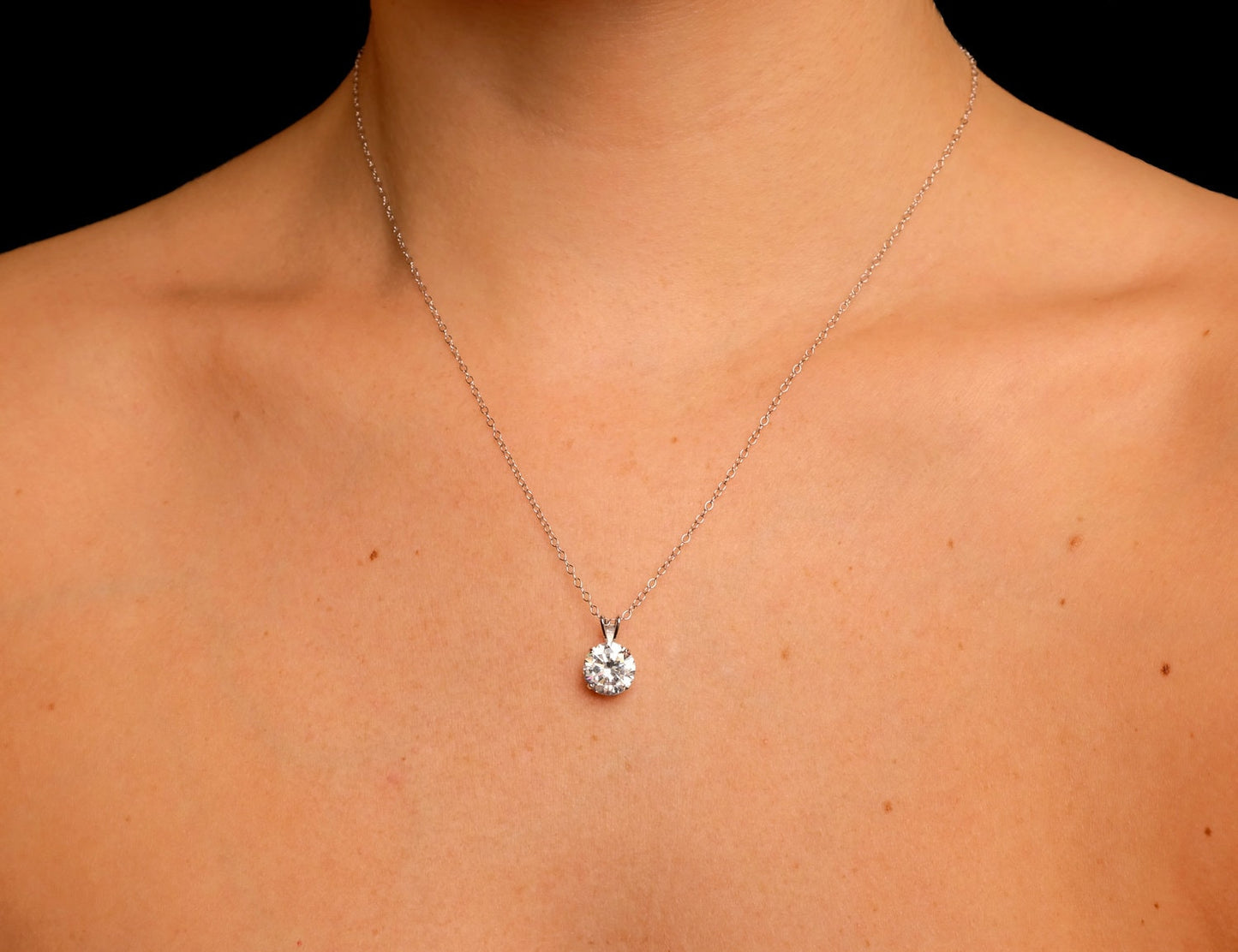 0.25CT-3.00CT Brilliant Round Created Diamond/Gemstone Pendant Solitaire 14K White Gold Charm VVS1