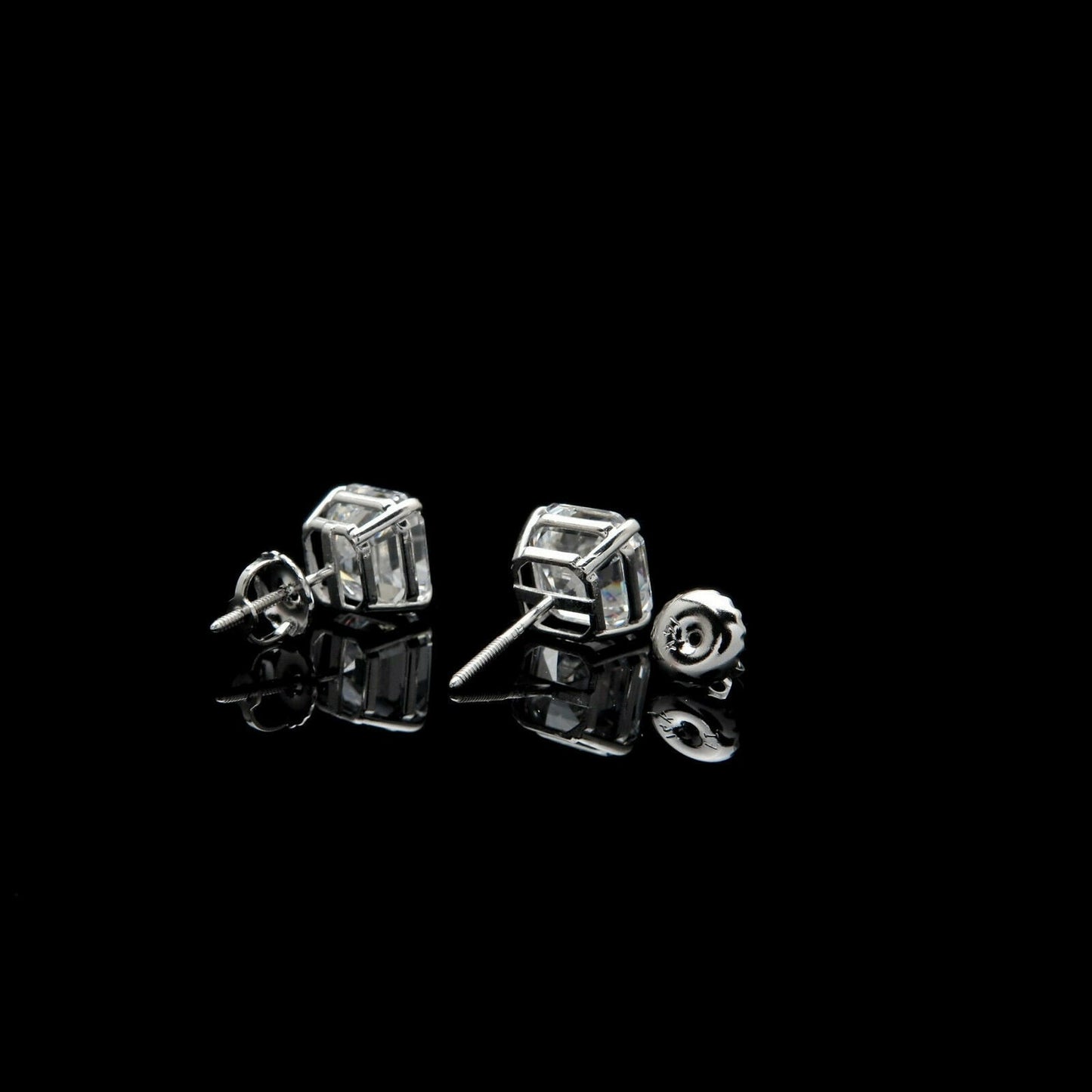 Moissanite Asscher Cut Diamond 1.42 -6.00 ct. T.W. 14k Gold Stud Earrings Solitaire, Screw-back