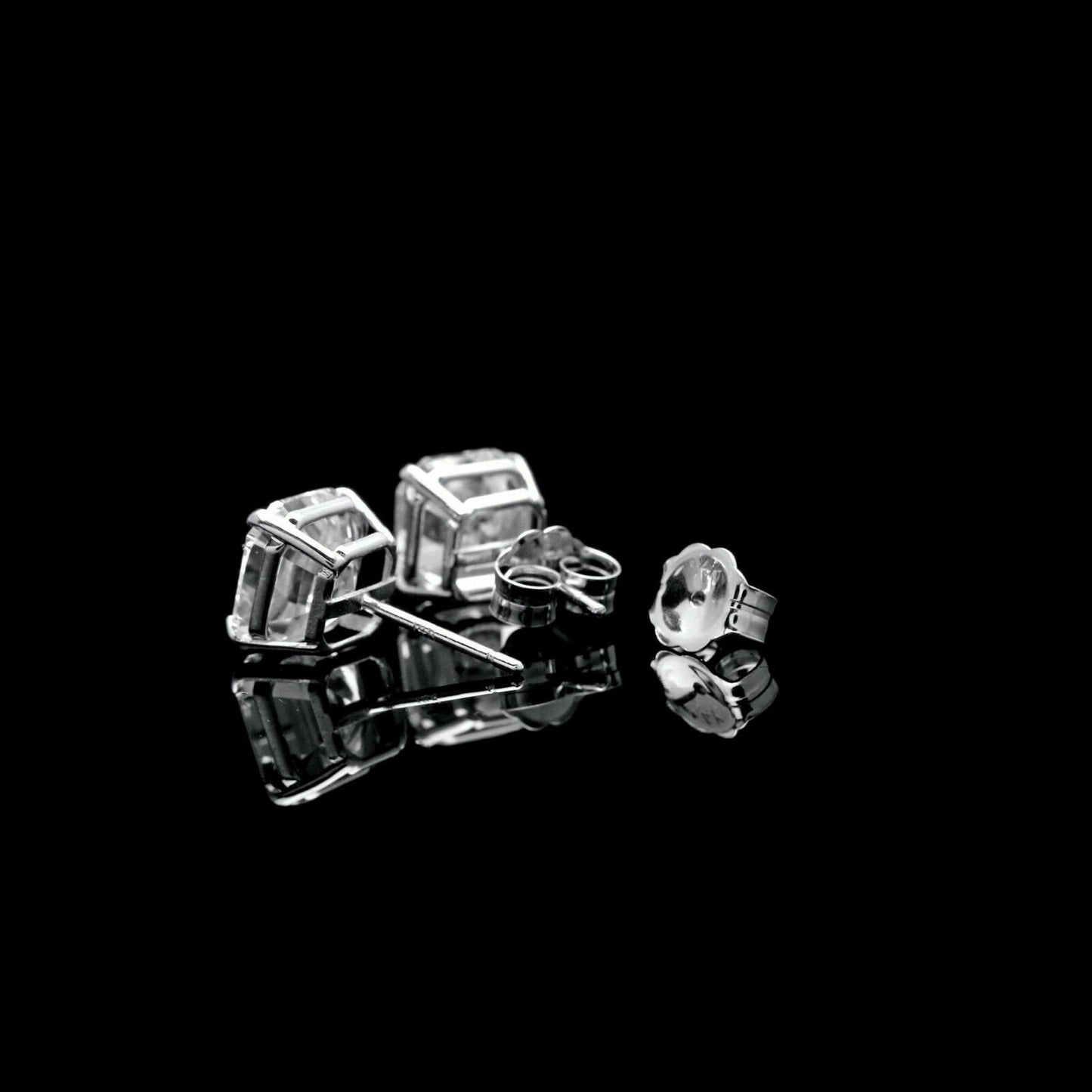 Asscher cut Stud Earrings Solitaire Created Diamond 0.78 - 6.00 ct. T.W. 4k Gold, Push-back