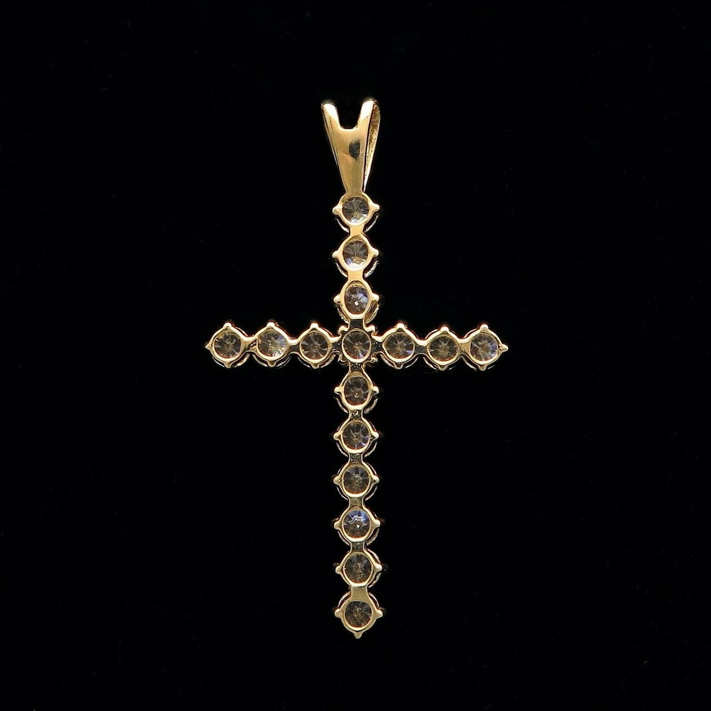 0.80CT Round Cut Created Diamond Cross Pendant 14K Yellow Gold Charm Brilliant VVS1