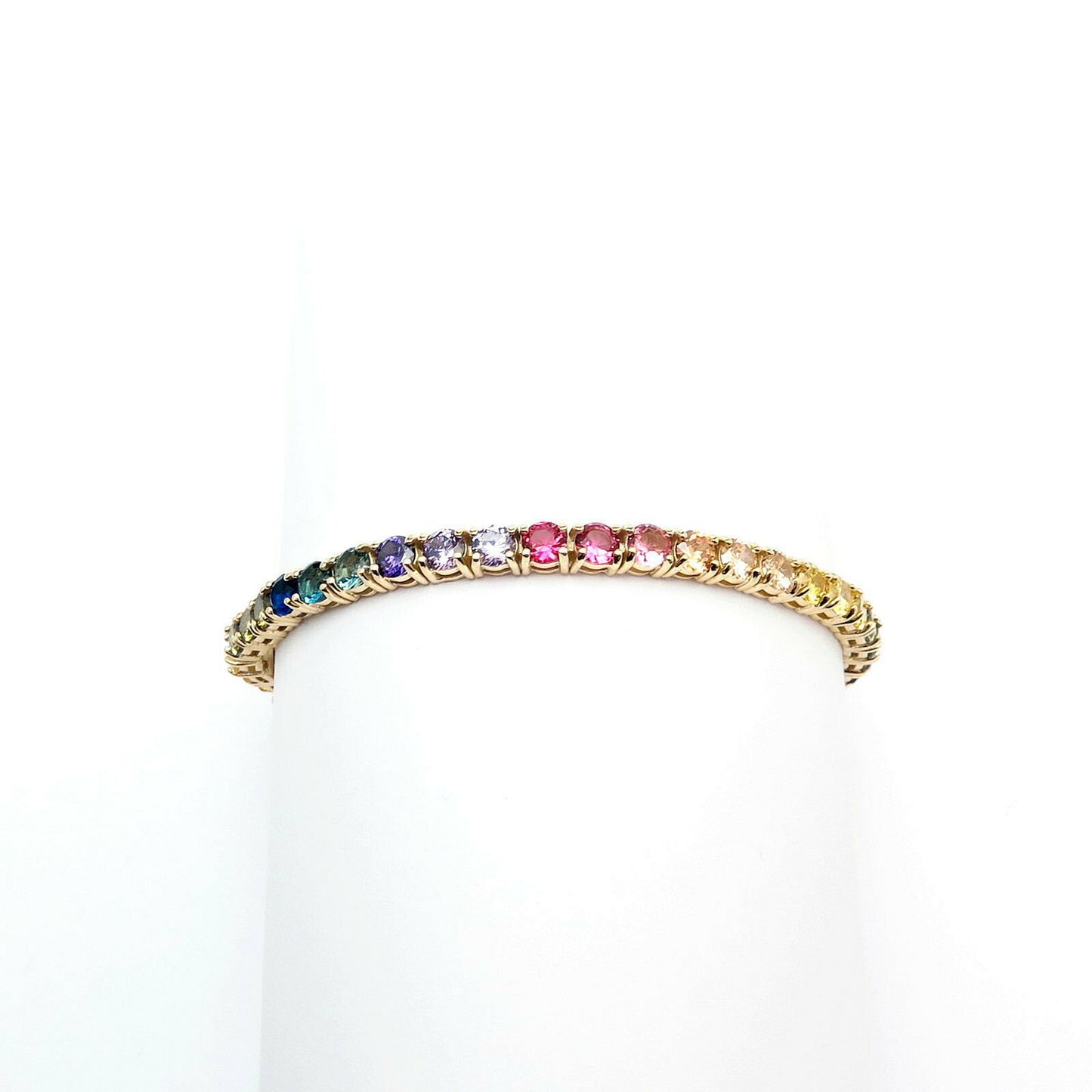 Tennis Bracelet 4mm 12.00TCW Round Cut Multi-Color Gemstone 925 Sterling Silver